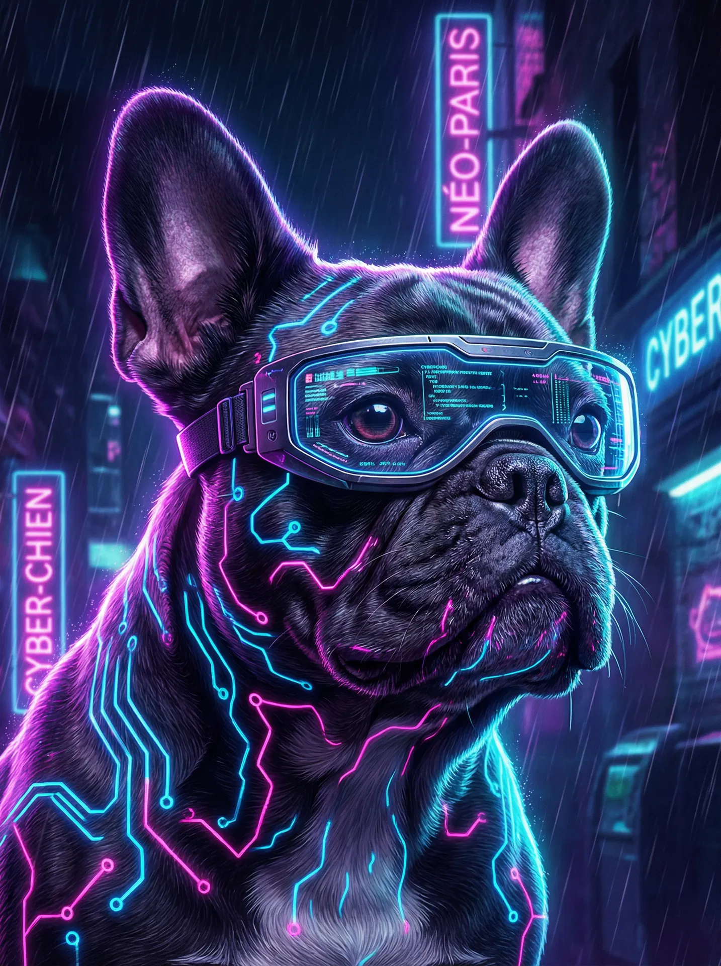 Cyberpunk AI pet portrait style