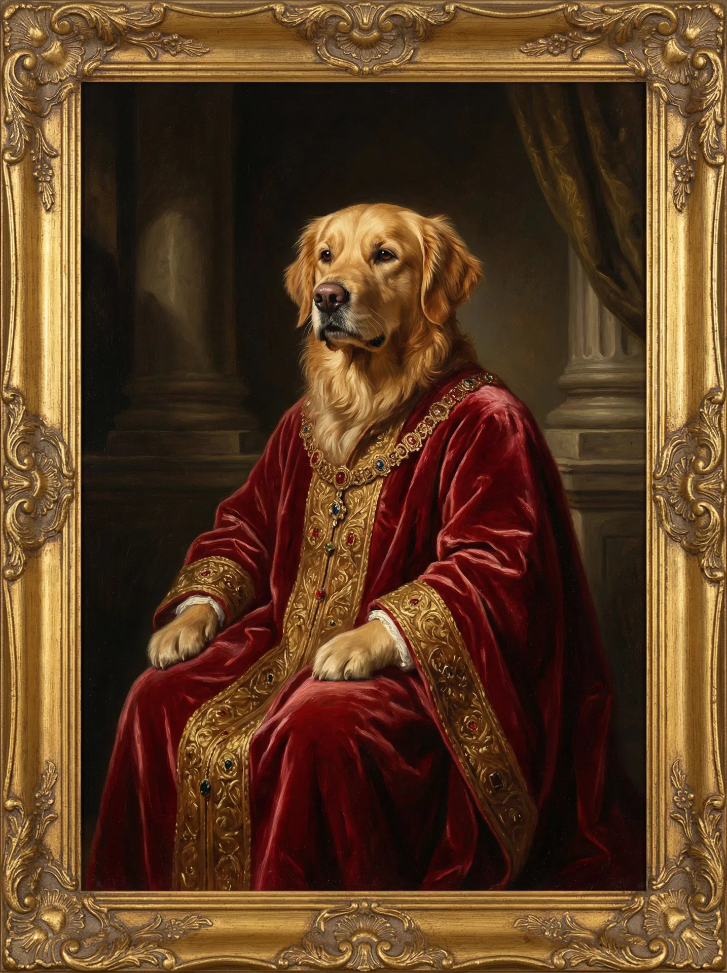 Renaissance AI pet portrait style