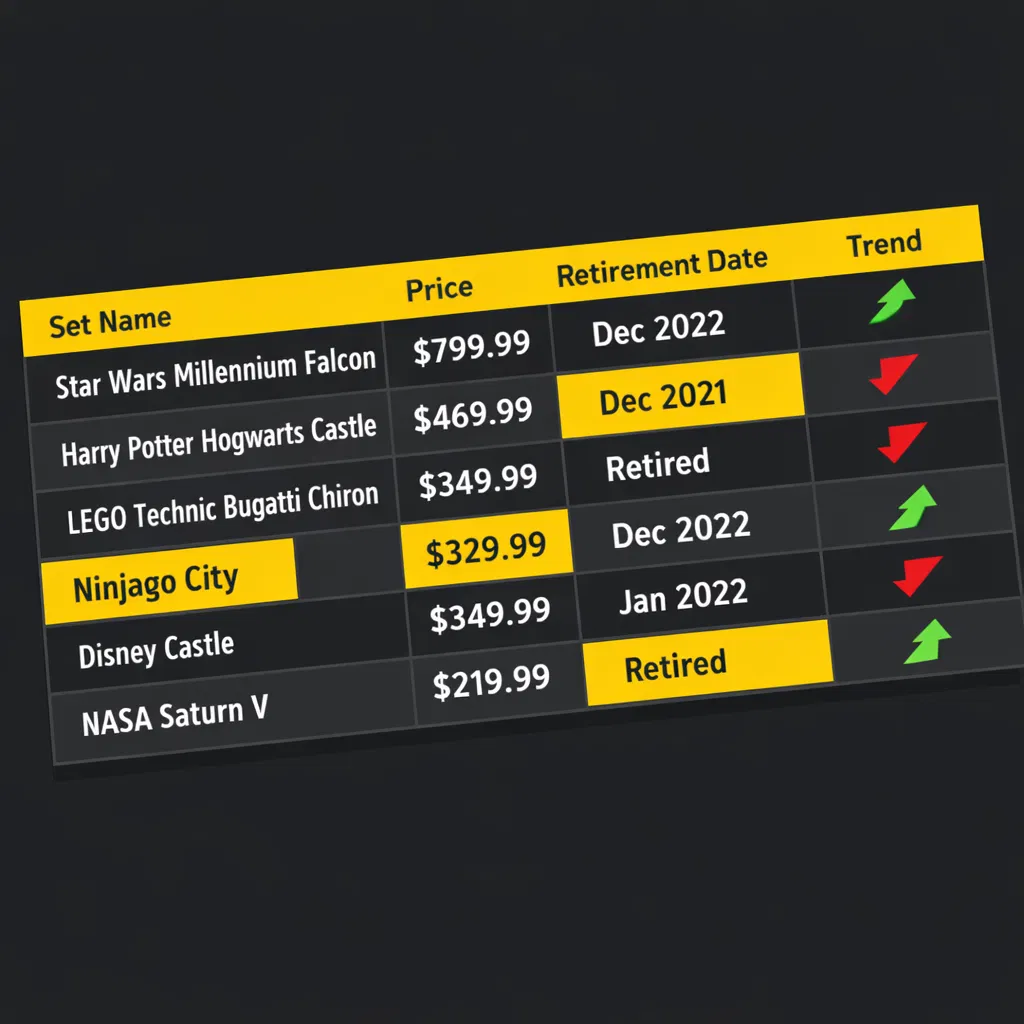 LEGO Retirement Tracker Spreadsheet Preview