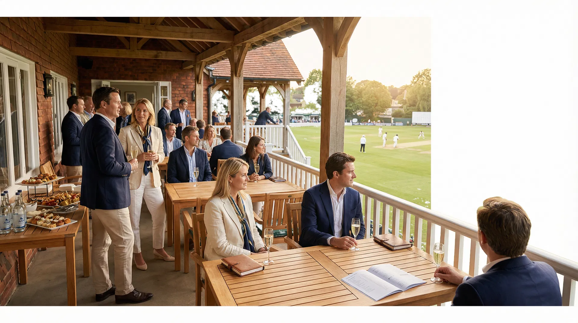 Premium cricket hospitality audience overlooking the field