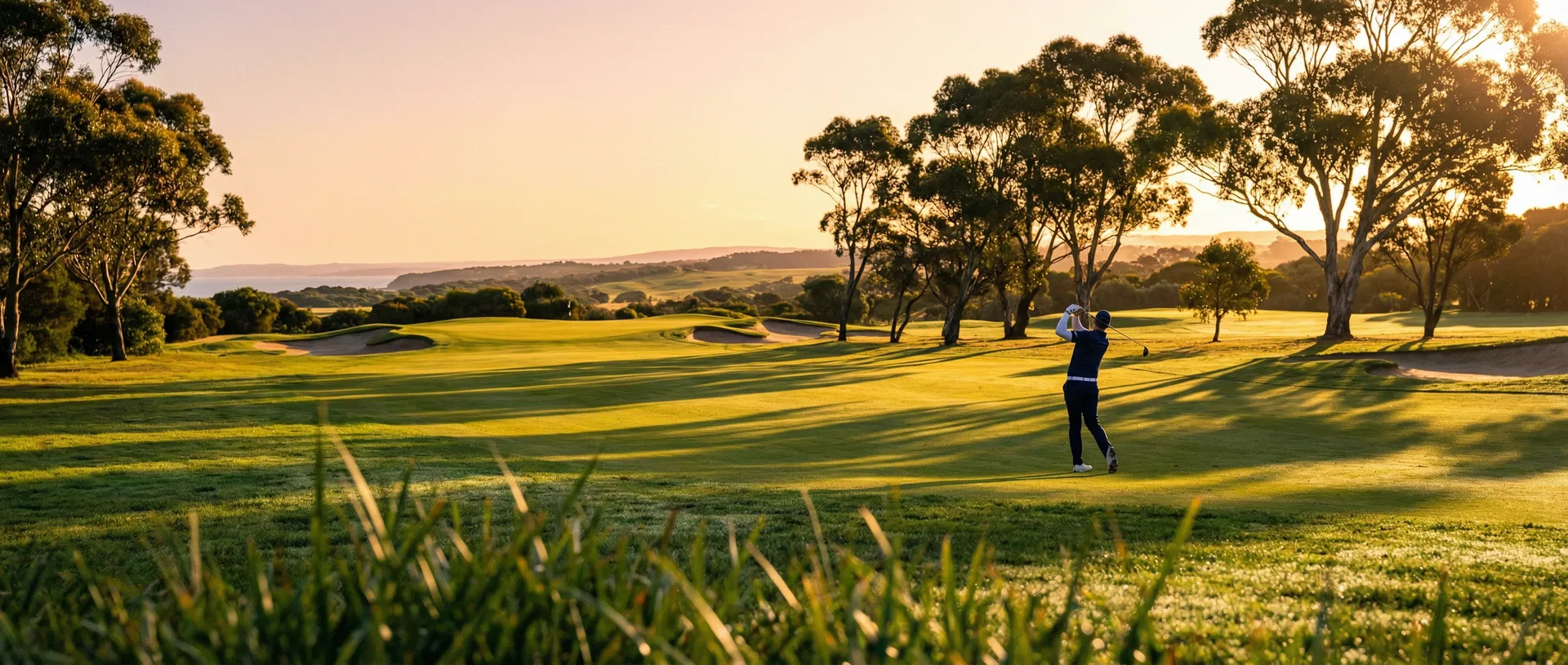 Australian golf course at golden hour