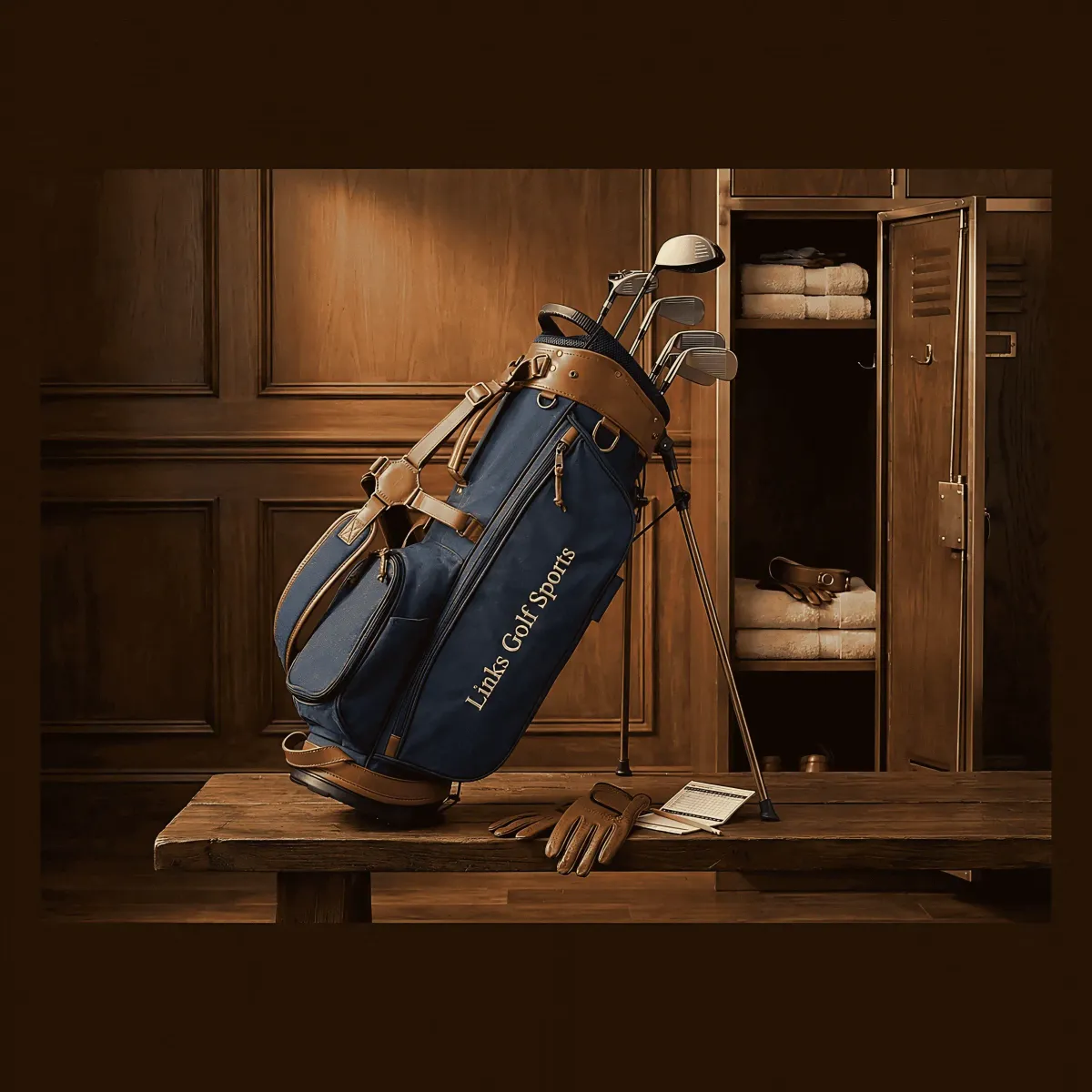 Wholesale junior canvas and leather stand golf bag for ages 11-17 - 16oz waxed canvas, padded strap, auto-deploy legs - OEM custom logo available — view 8