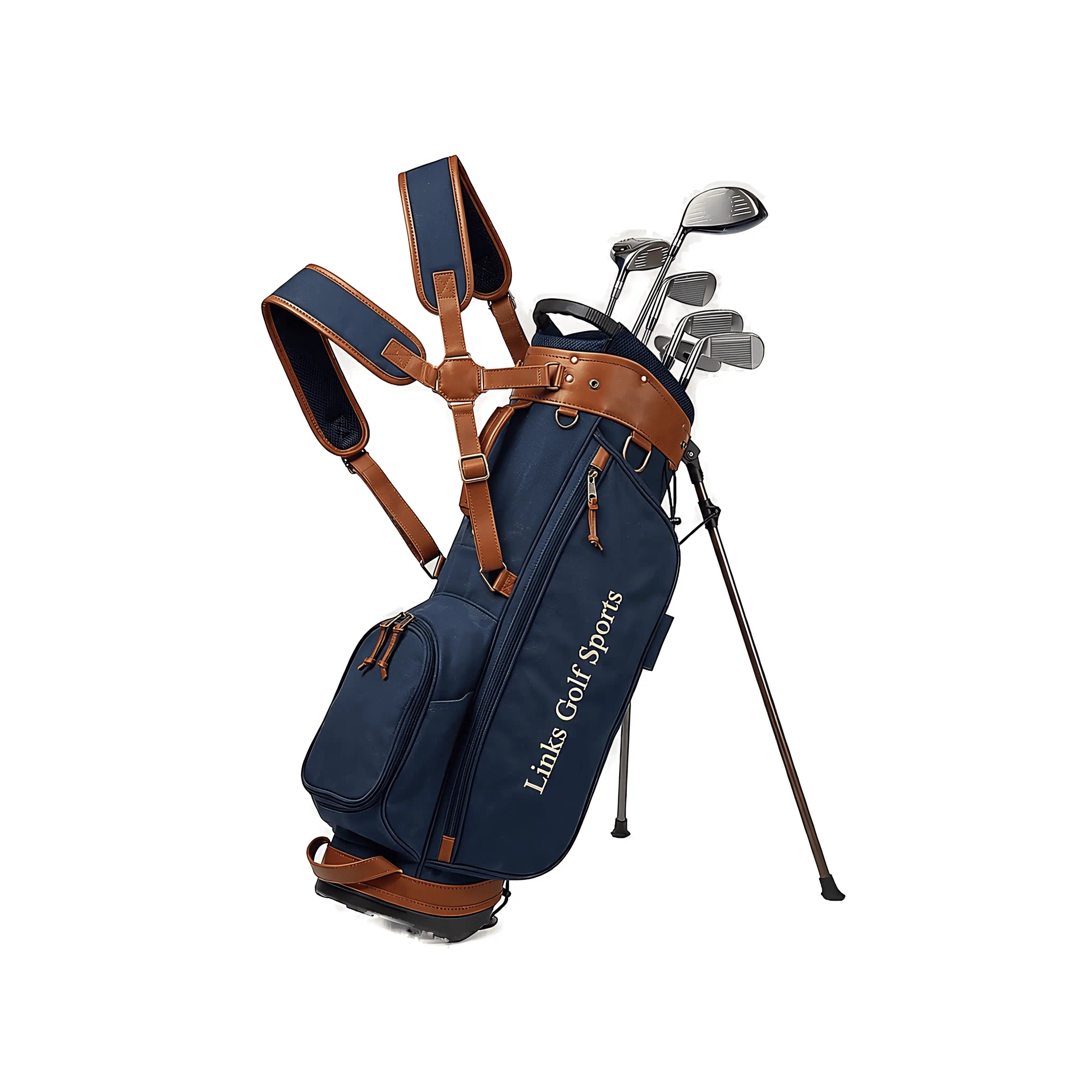 Junior canvas leather golf travel bag with wheels, OEM wholesale manufacturer — view 2