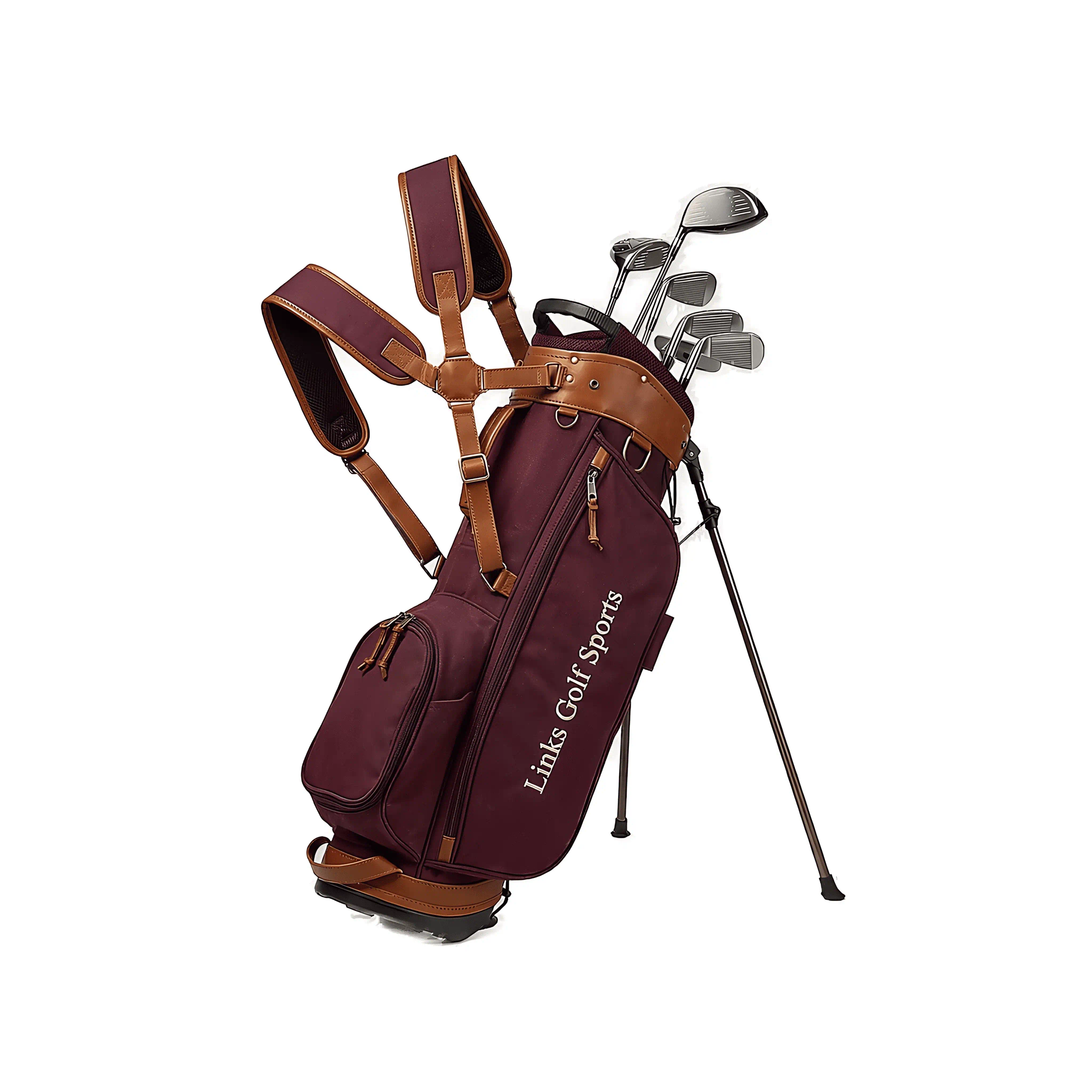 Junior canvas leather golf travel bag with wheels, OEM wholesale manufacturer — view 5