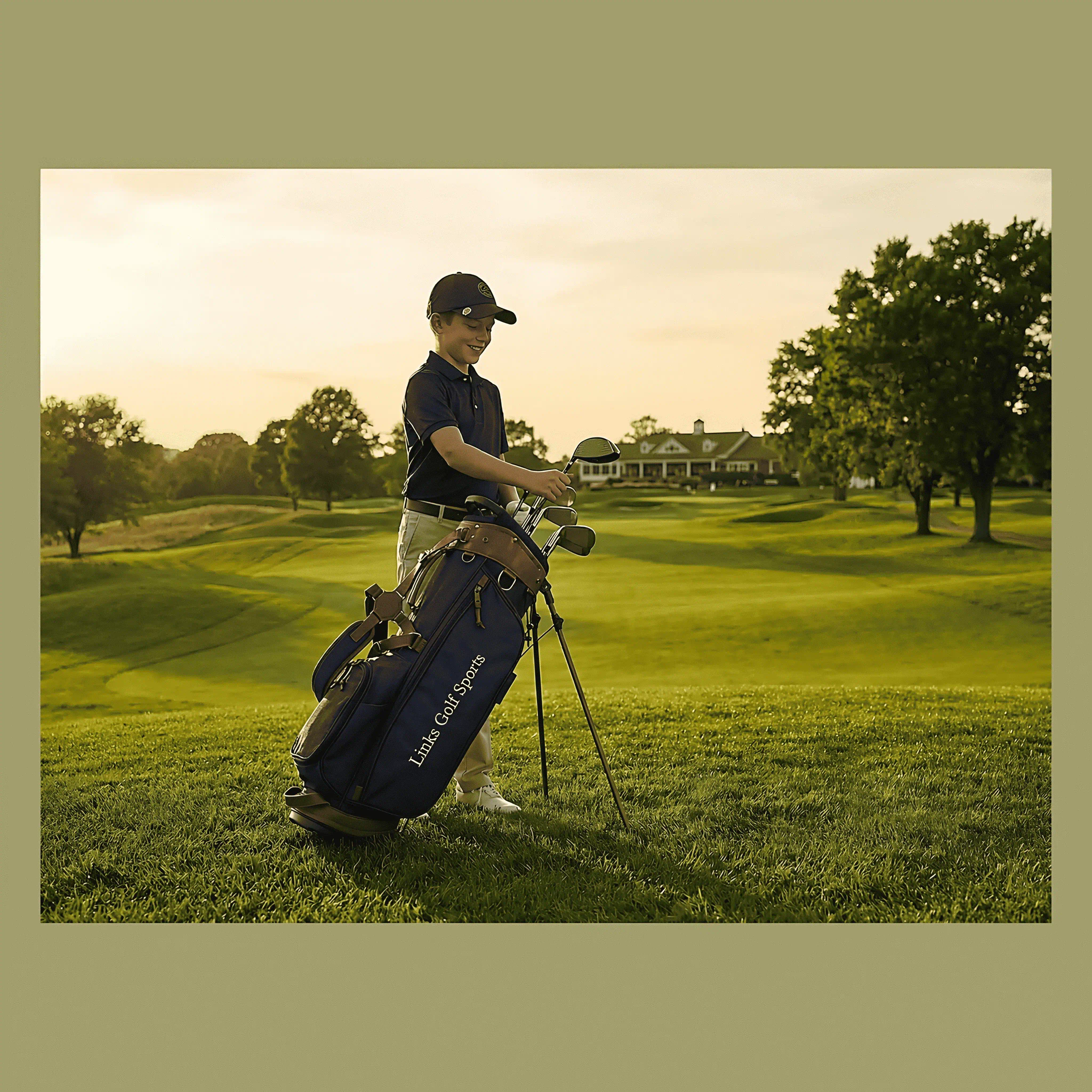 Junior canvas leather golf travel bag with wheels, OEM wholesale manufacturer — view 9