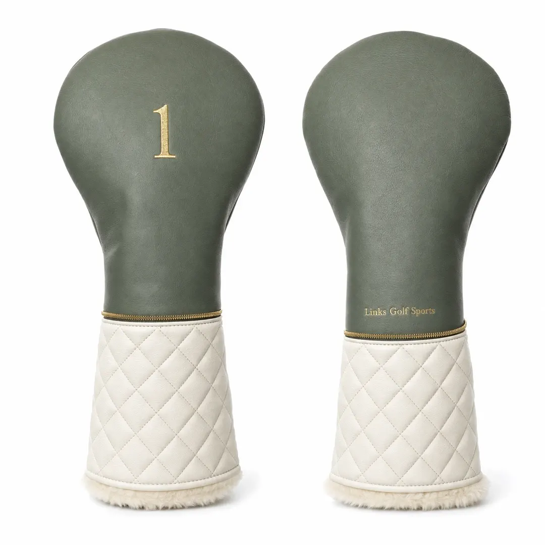 Links Heritage Sage & Ivory Quilted Leather Golf Headcover