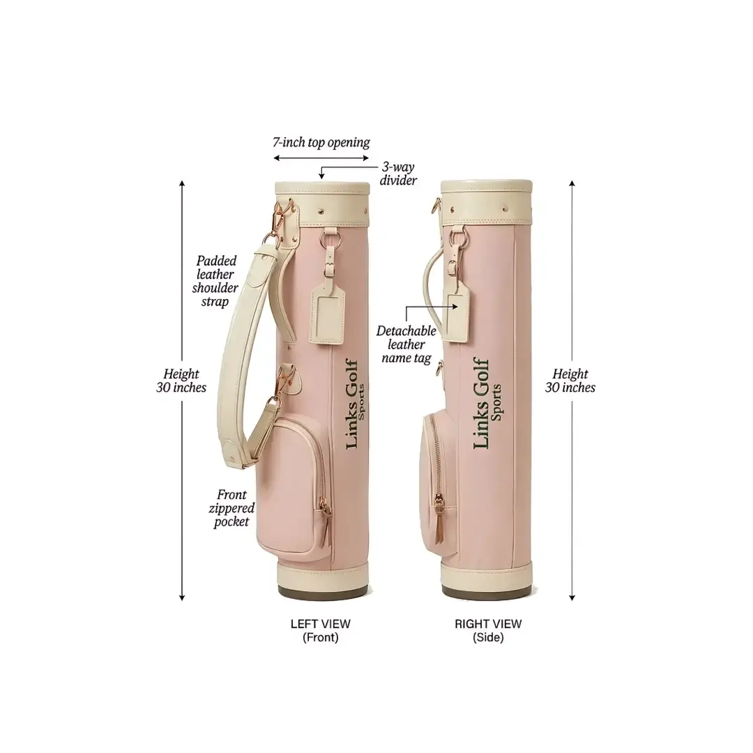 Junior Sunday Golf Bag for Girl Ages 10-14 | Lightweight Canvas & Leather | Links Golf Sports — view 5