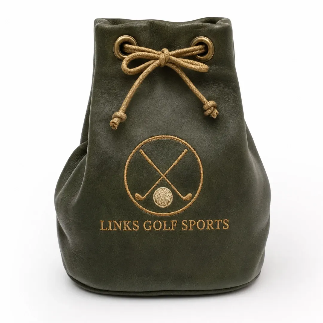 Links Heritage Leather Golf Drawstring Bag