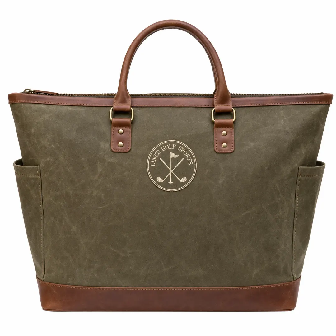 Links Heritage Waxed Canvas Golf Tote — Structured Zip-Top