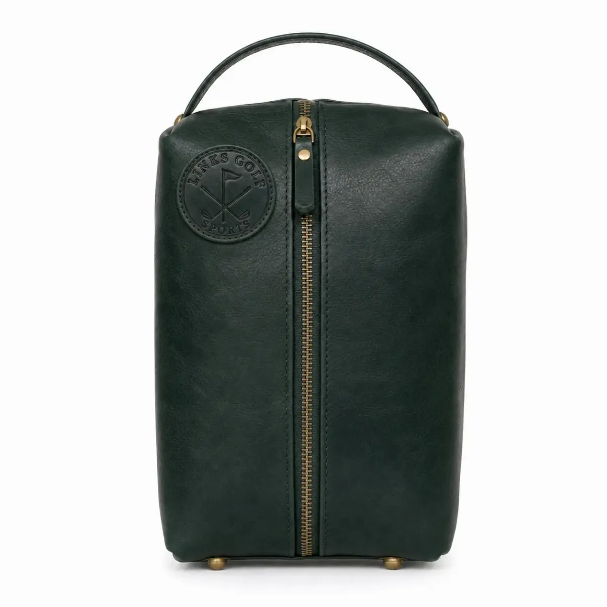 Links Heritage Full-Grain Leather Golf Shoe Bag — Forest Green