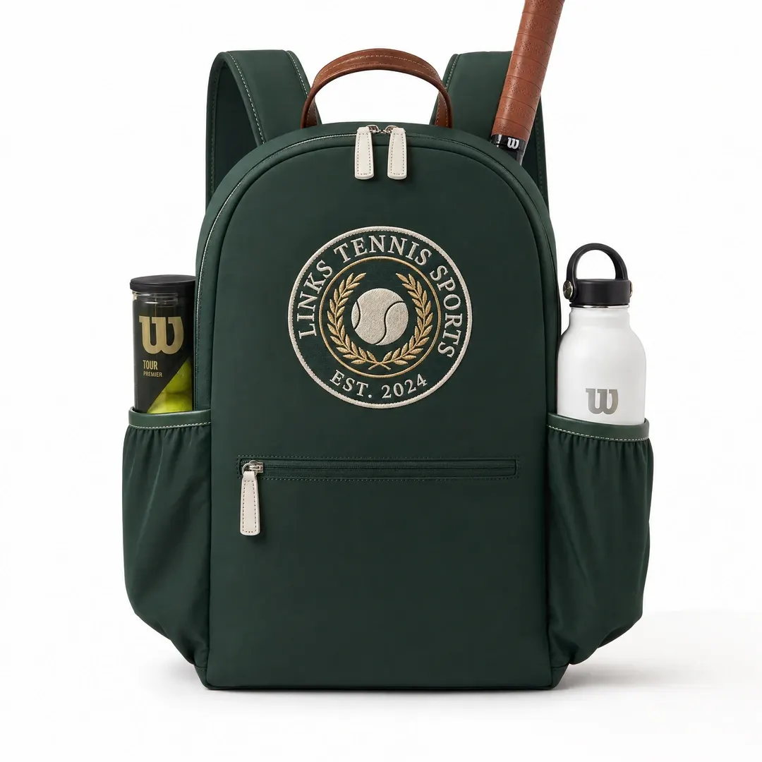 Links Court Canvas and Leather Backpack — Roll-Top Closure