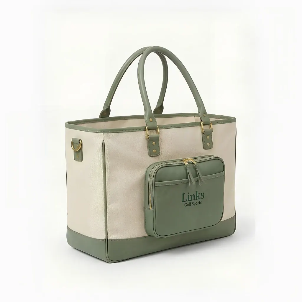 Woman’s Vintage Canvas & Leather Tote Bag – 14″ x 18″ x 8″ with Interior Organizer Pockets