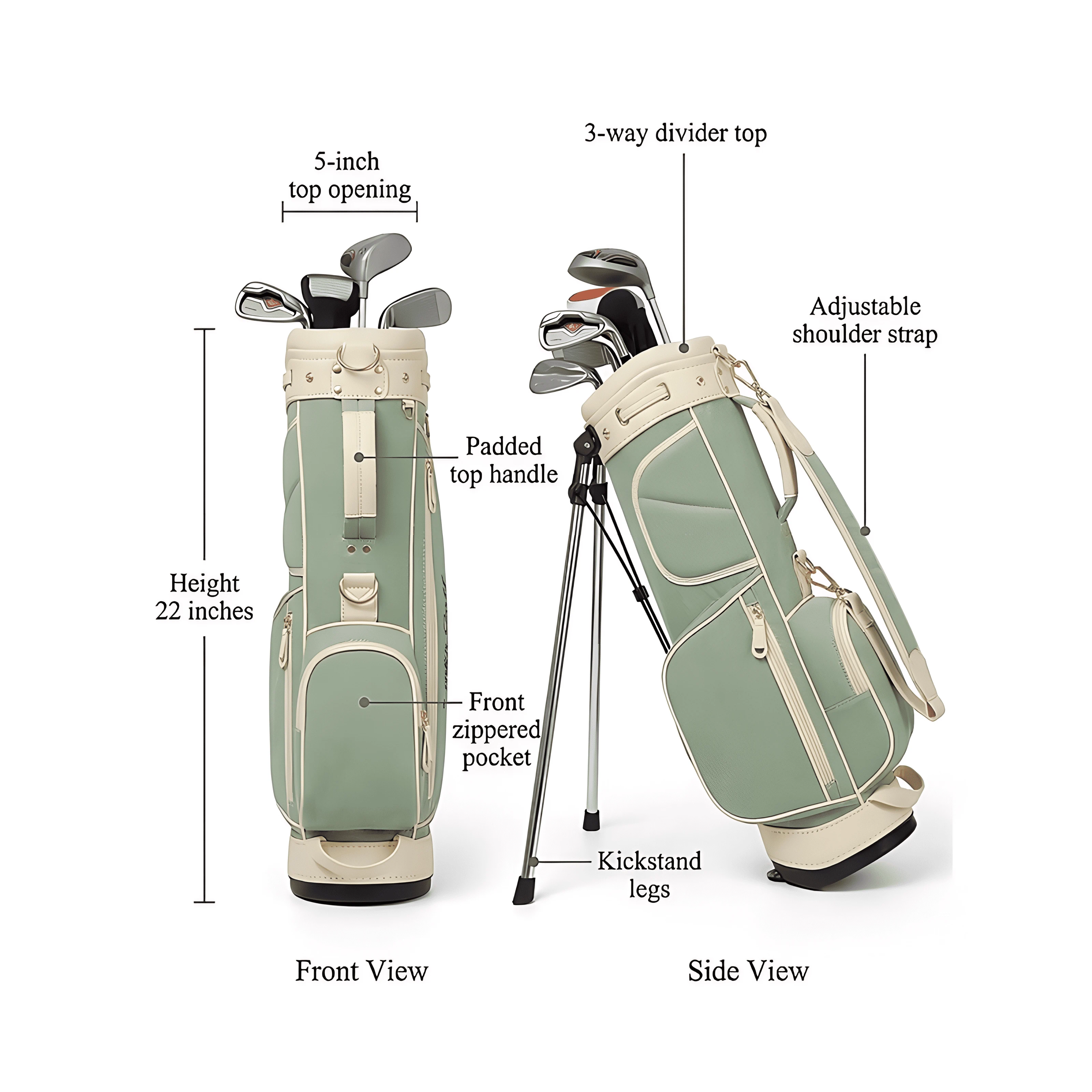 Toddler wax canvas leather golf stand bag ages 3-5, wholesale OEM — view 4