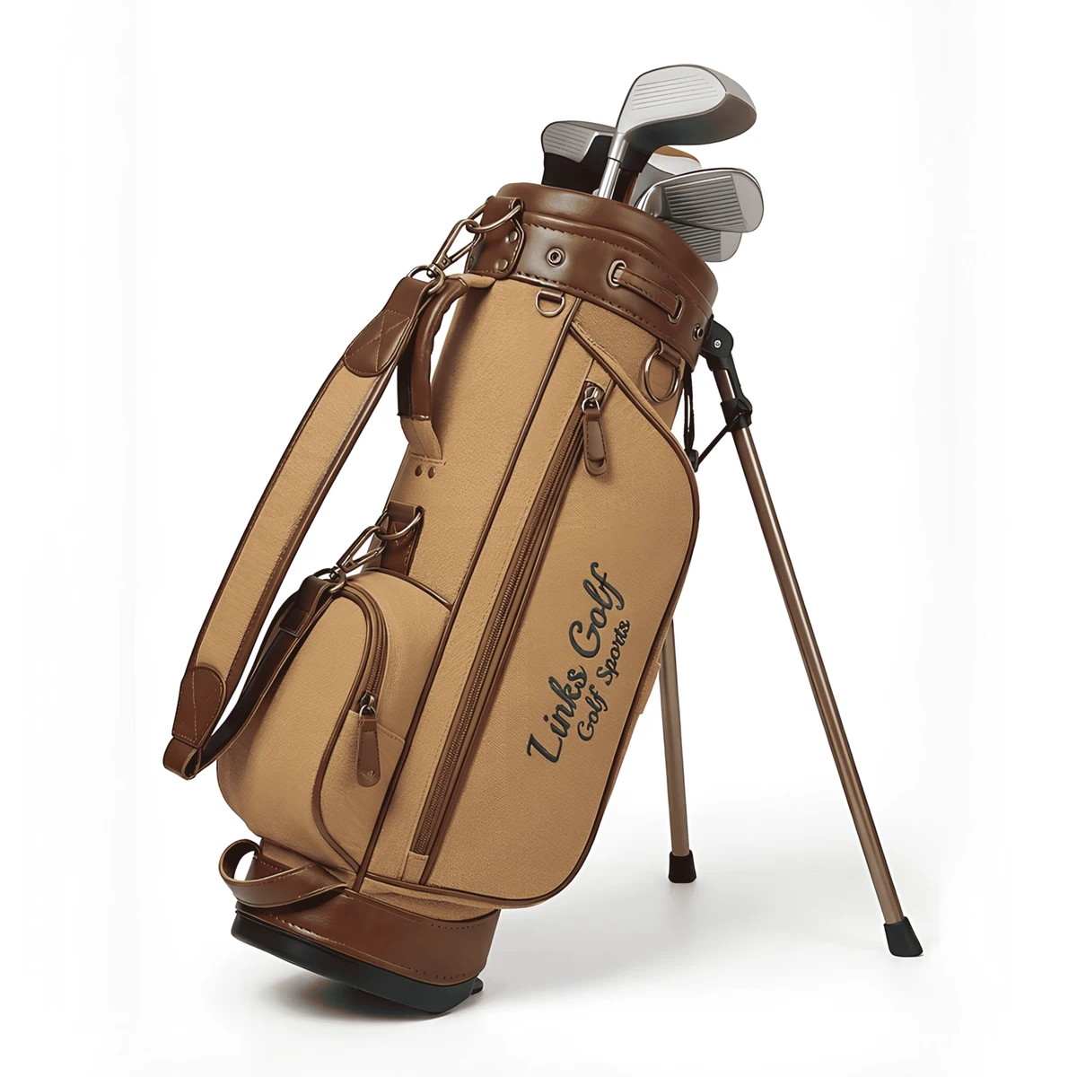 Toddler wax canvas leather golf stand bag ages 3-5, wholesale OEM — view 10