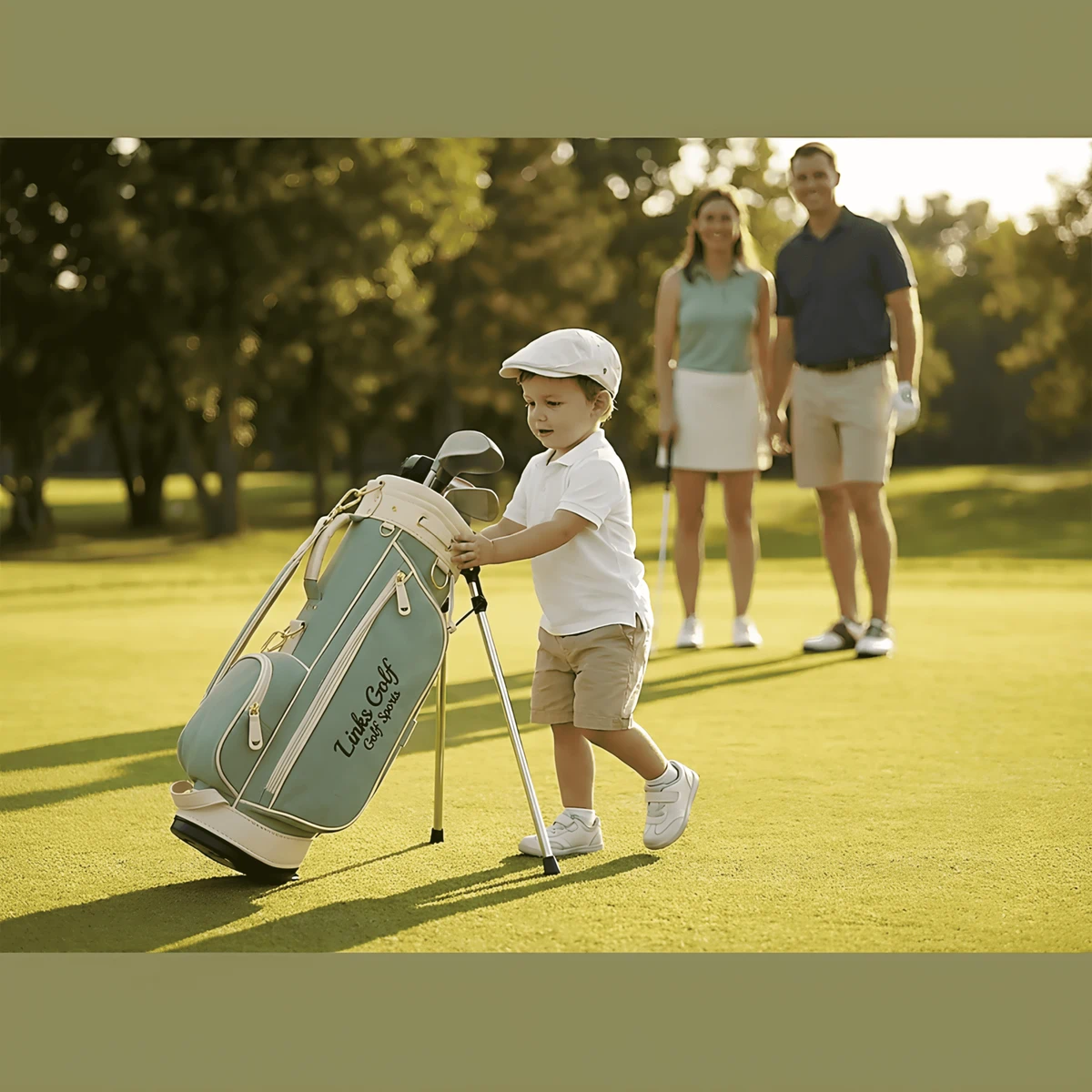 Toddler wax canvas leather golf stand bag ages 3-5, wholesale OEM — view 11