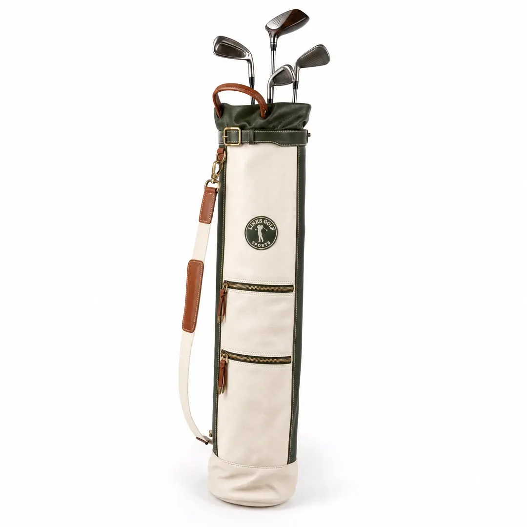 Links Heritage Full-Grain Leather Sunday Golf Bag — Open-Top Carry