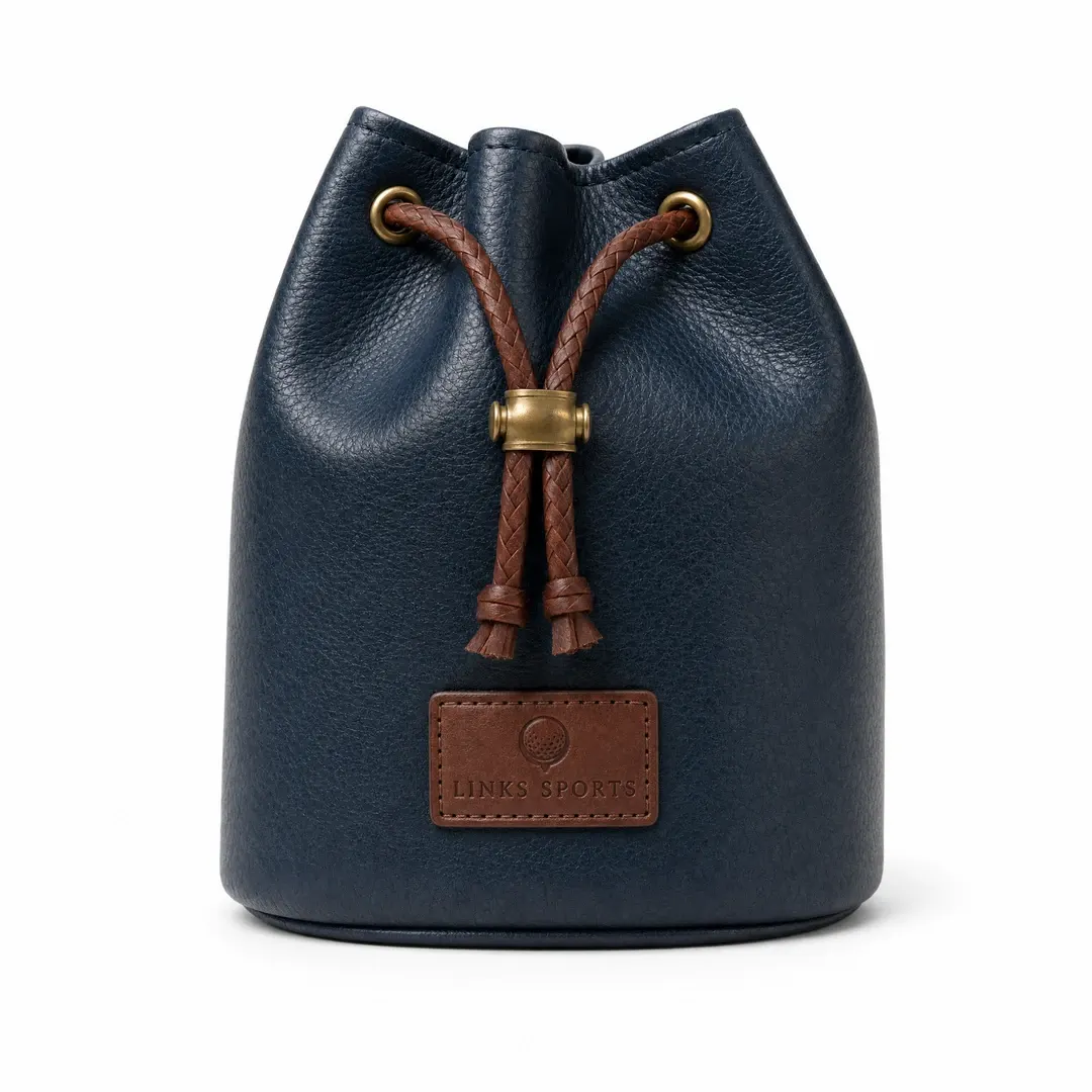 Links Heritage Leather Golf Valuables Pouch — Braided Drawstring
