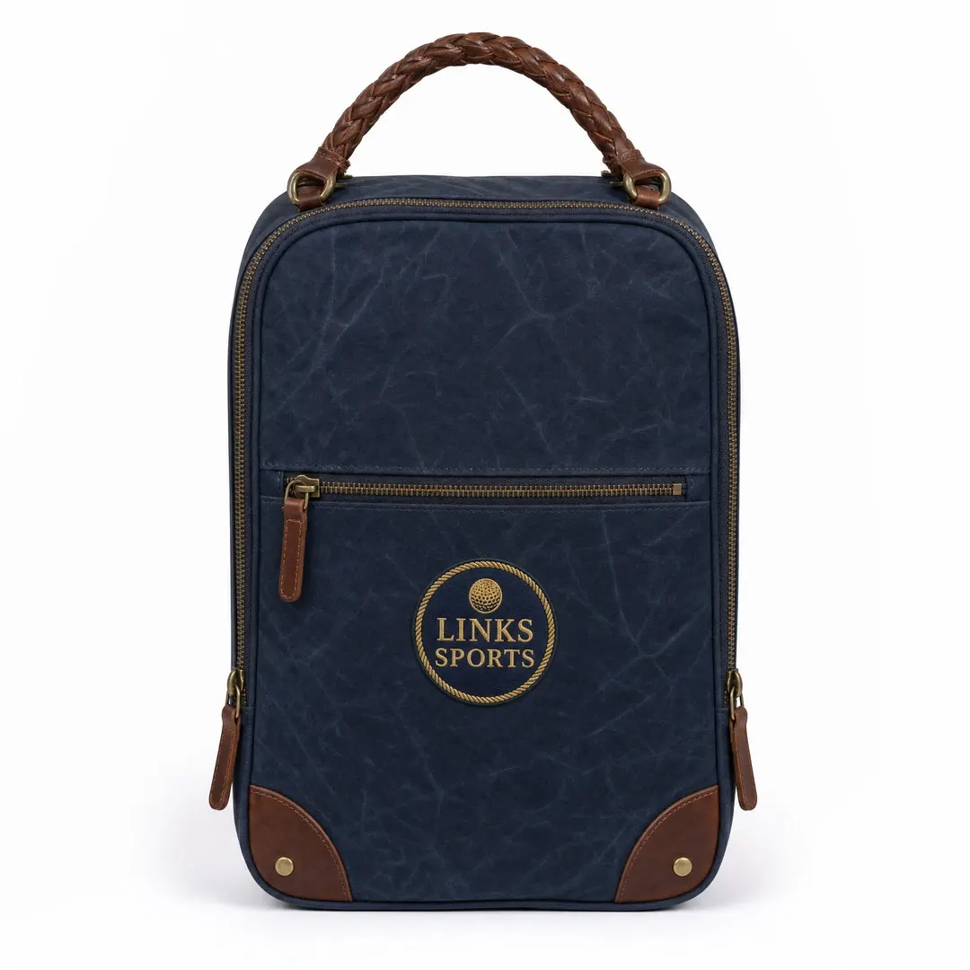 Links Heritage Waxed Canvas Golf Shoe Bag — Braided Handle