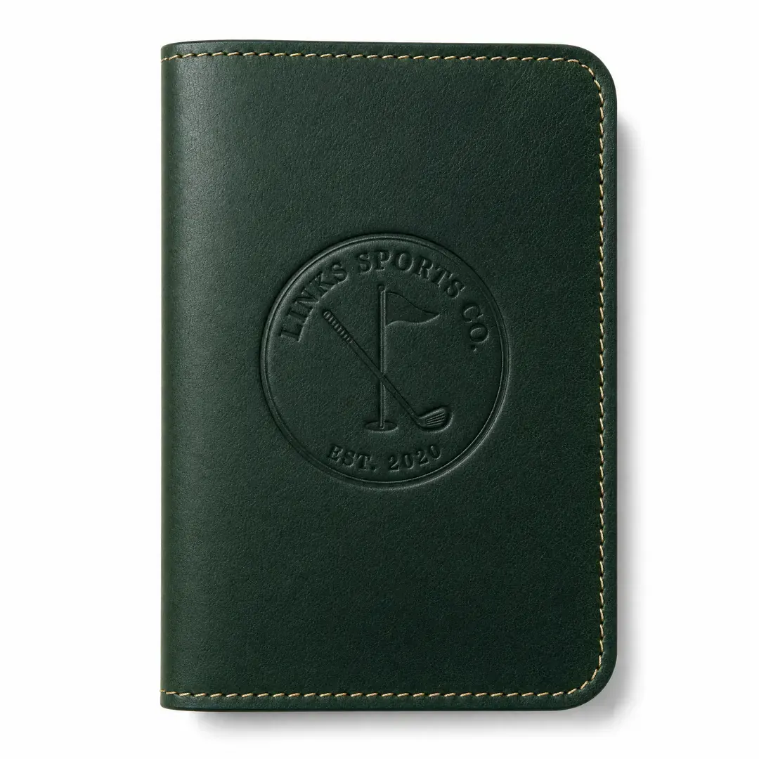 Links Sports Co — Leather Handcrafted Yardage Book Cover with Debossed Logo