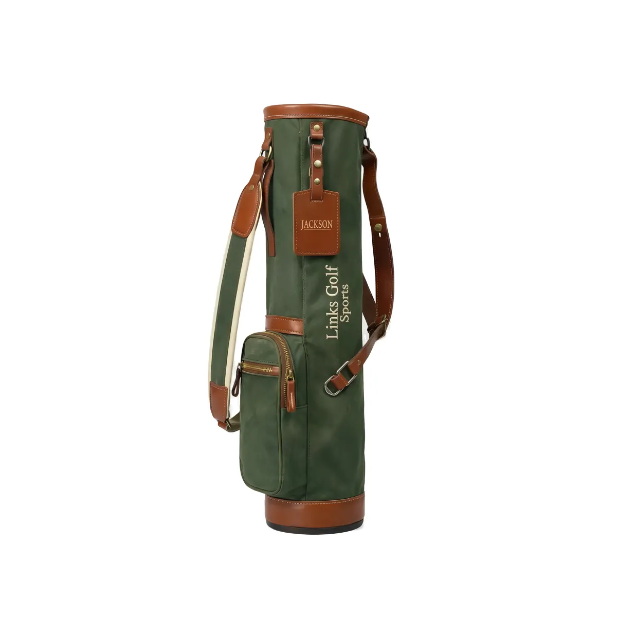Wholesale junior canvas and leather Sunday golf bag for ages 11-17 - 16oz waxed canvas, padded strap - OEM custom logo available