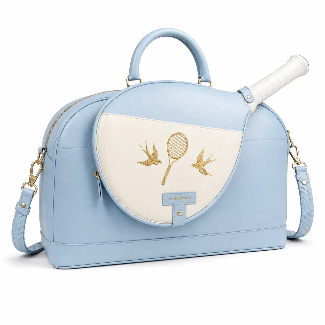 Leather Tennis Bag Classic Wide Design Custom Embroidery