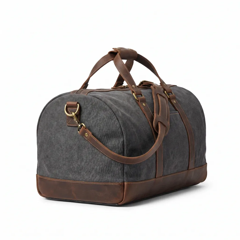 Canvas & Leather Duffel Bag — view 6