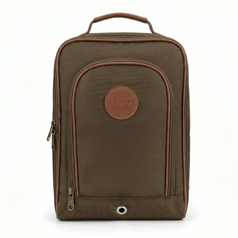 Links Heritage Nylon & Leather Golf Shoe Bag — Breathable Eyelet Lining
