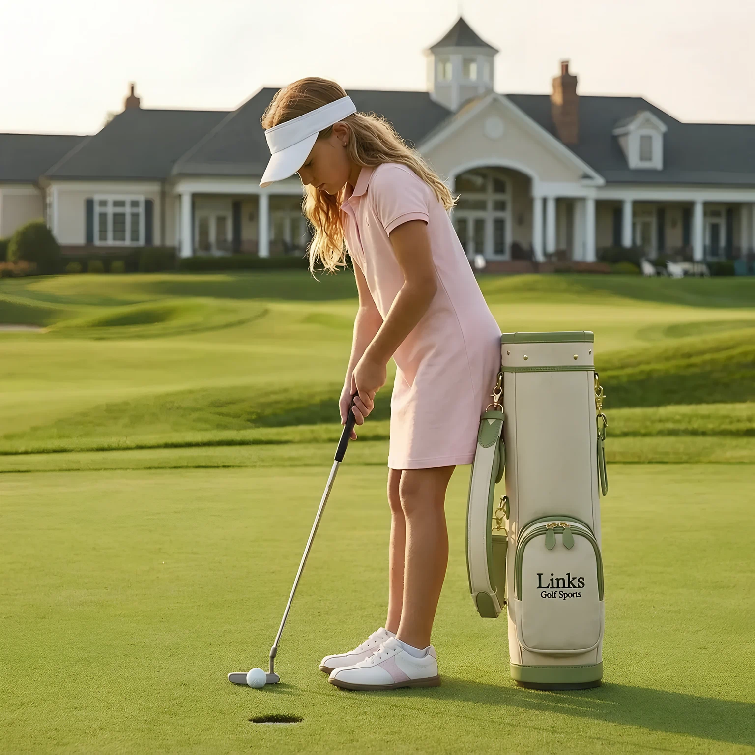 Kids canvas sunday golf bag with leather trim ages 6-10, OEM manufacturer — view 6