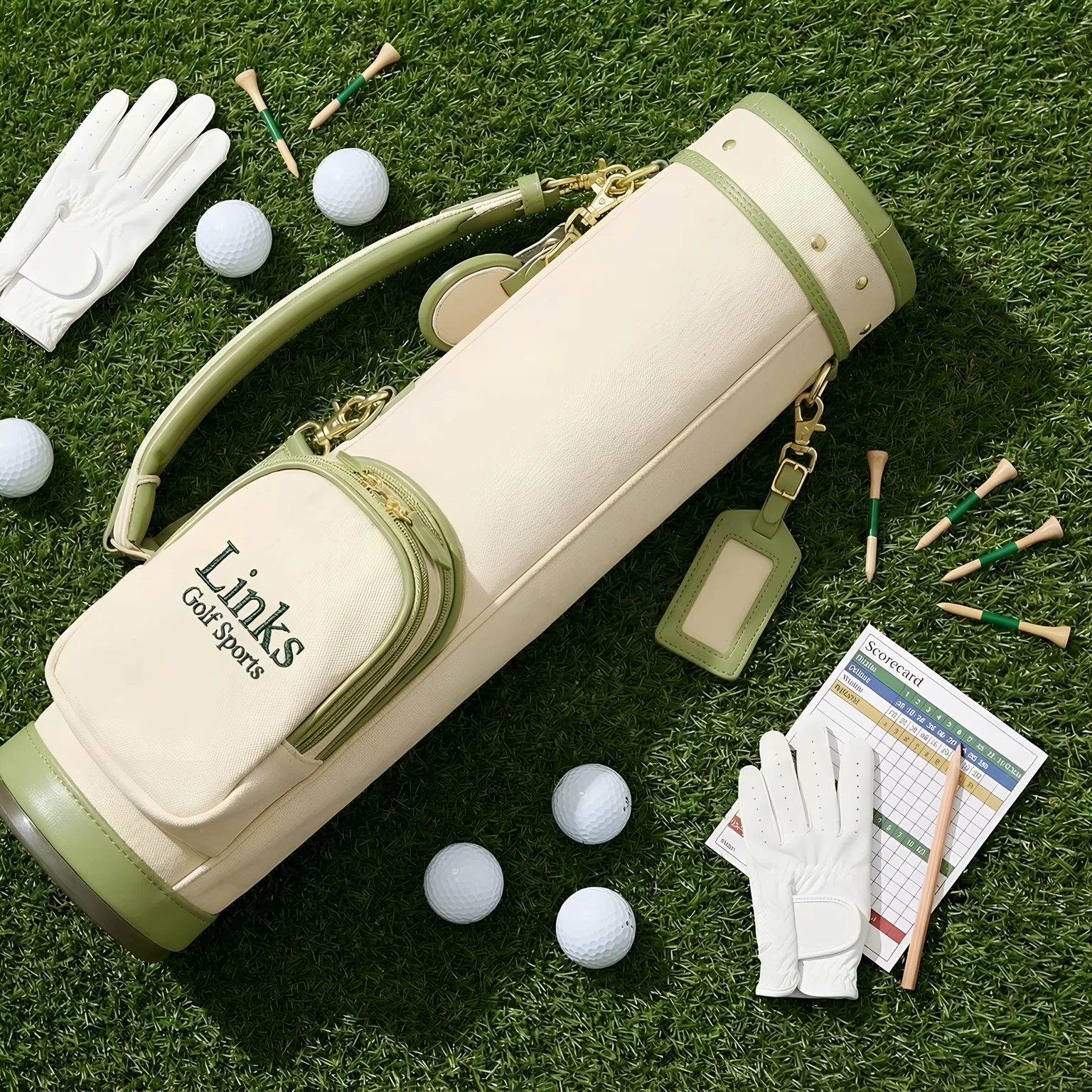 Kids canvas sunday golf bag with leather trim ages 6-10, OEM manufacturer — view 7