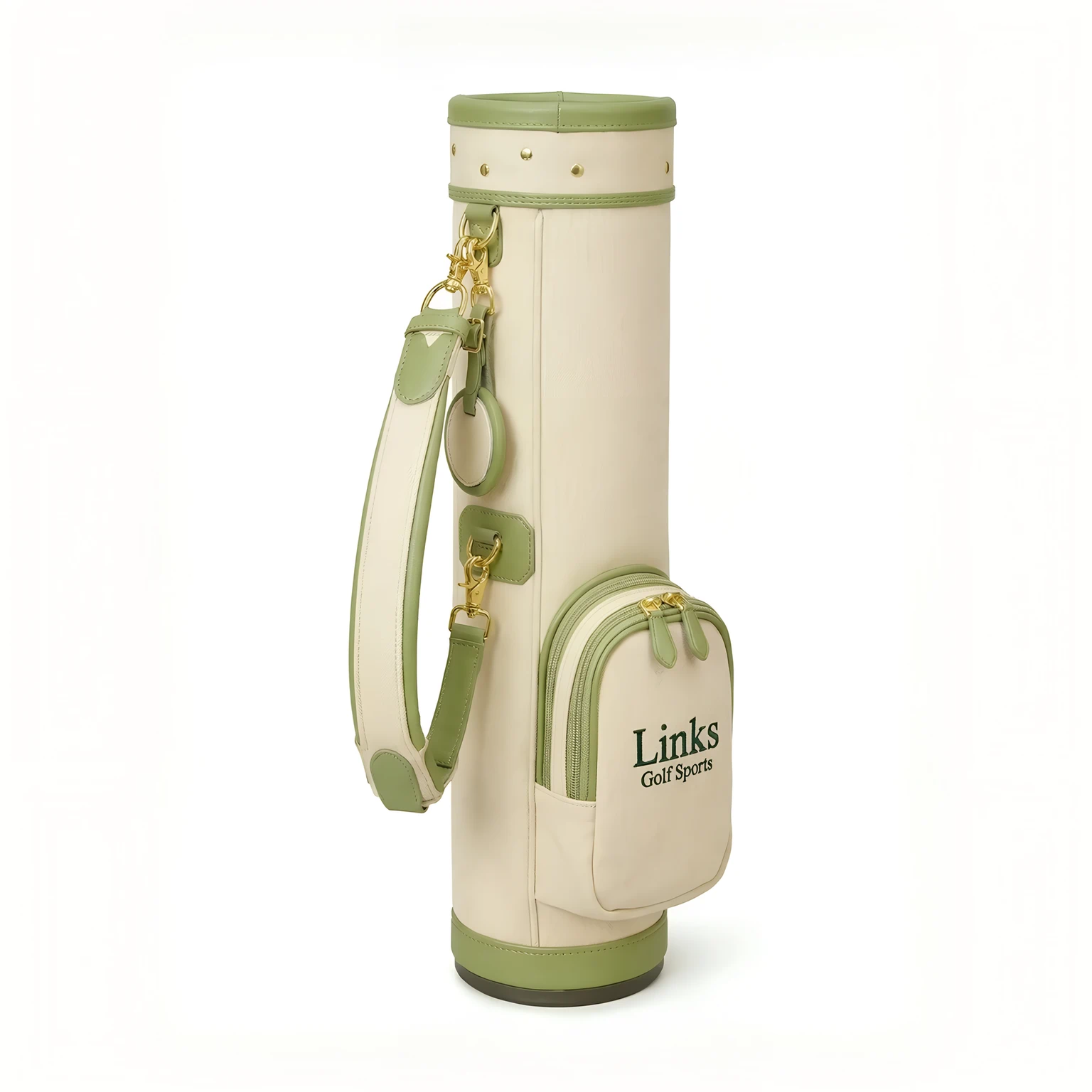 Kids canvas sunday golf bag with leather trim ages 6-10, OEM manufacturer — view 3