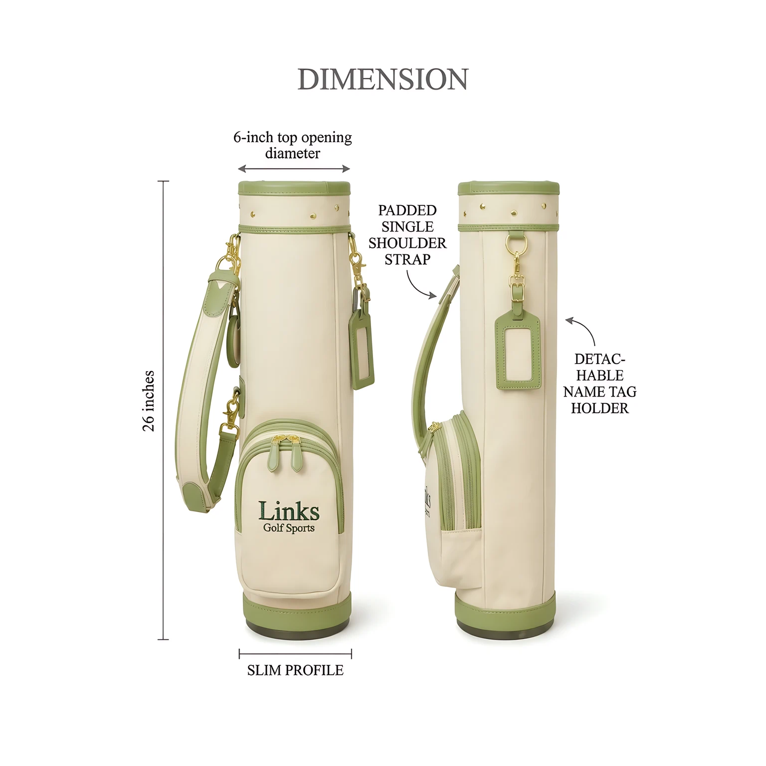 Kids canvas sunday golf bag with leather trim ages 6-10, OEM manufacturer — view 5