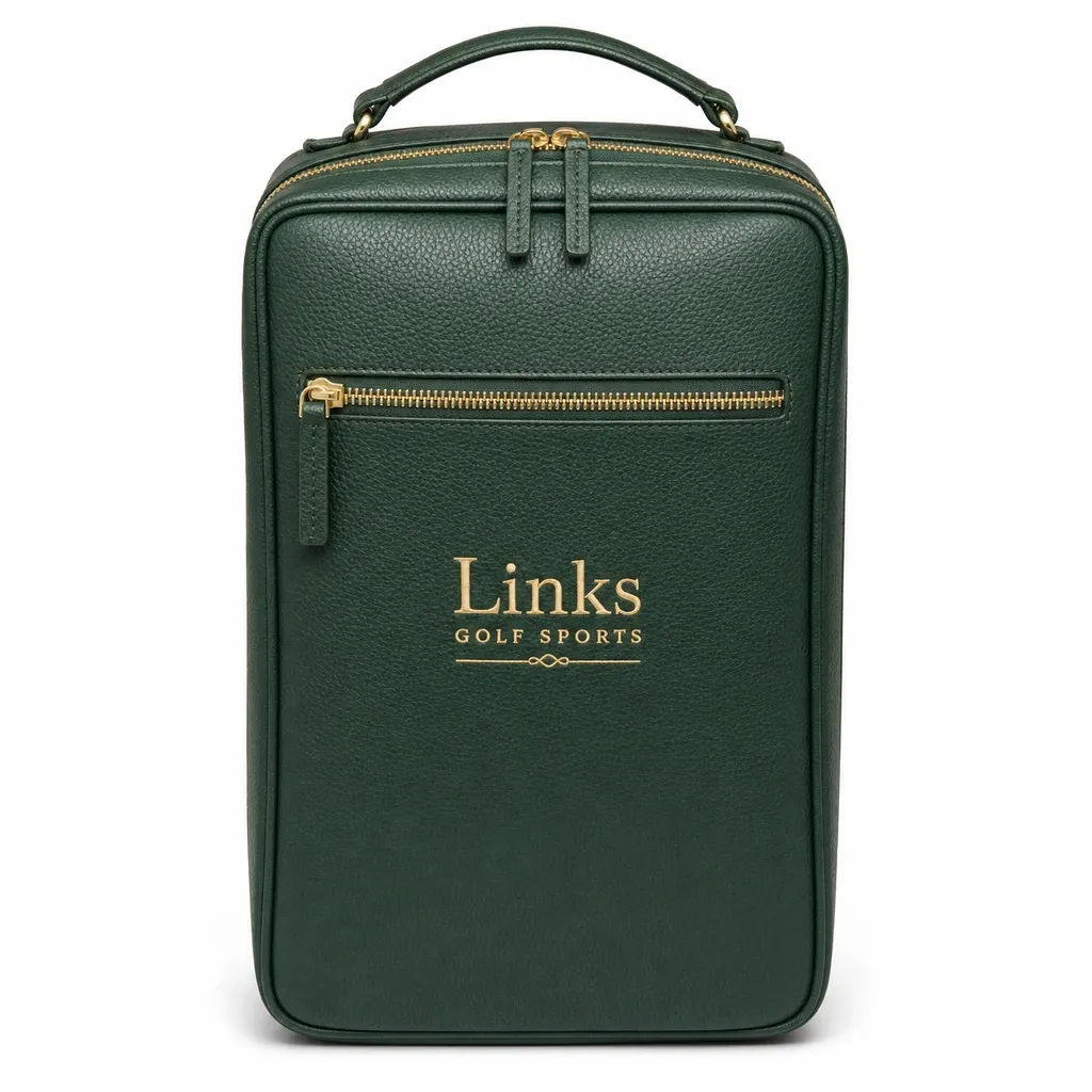 Links Heritage Full-Grain Leather Golf Shoe Bag — Tan Brown
