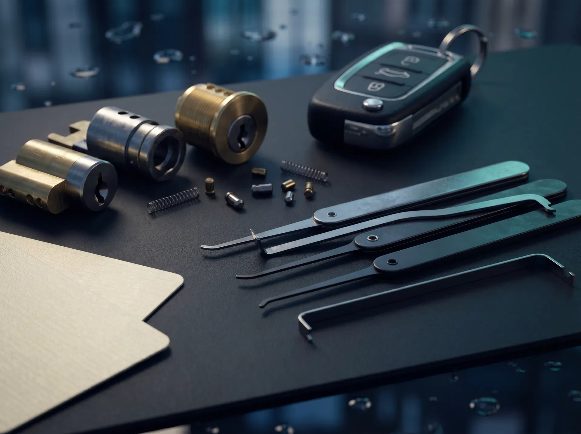 Professional locksmith tools and hardware used for automotive locksmith Portland, rekey locks Portland, and commercial locksmith Portland services