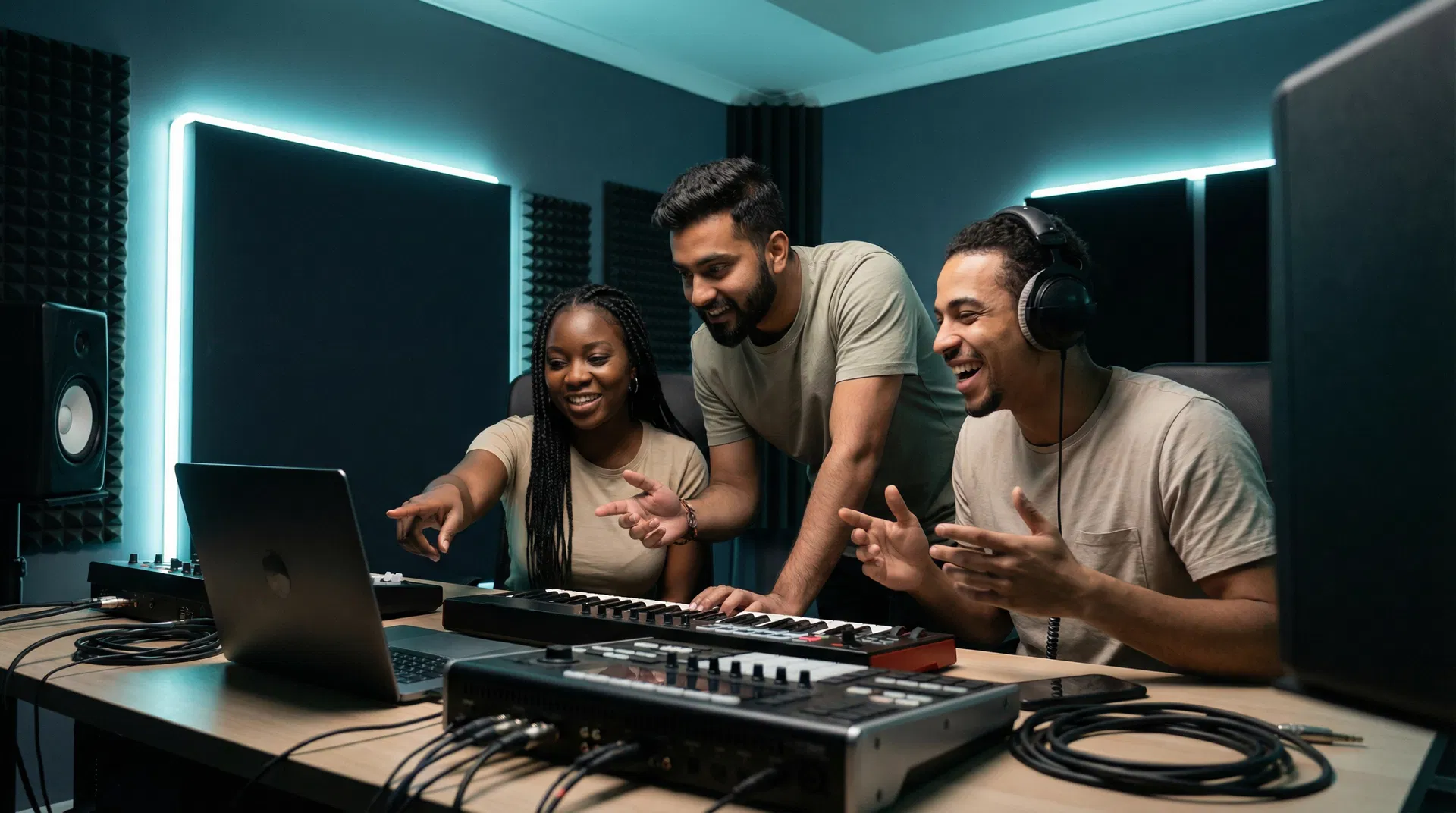 Artists collaborating in studio