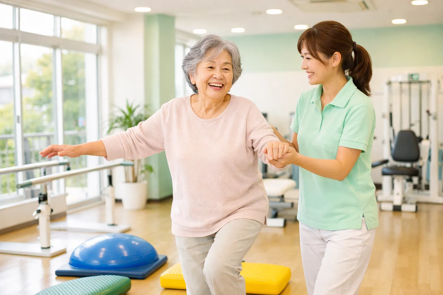 デイサービスほーむるーむでのリハビリ風景