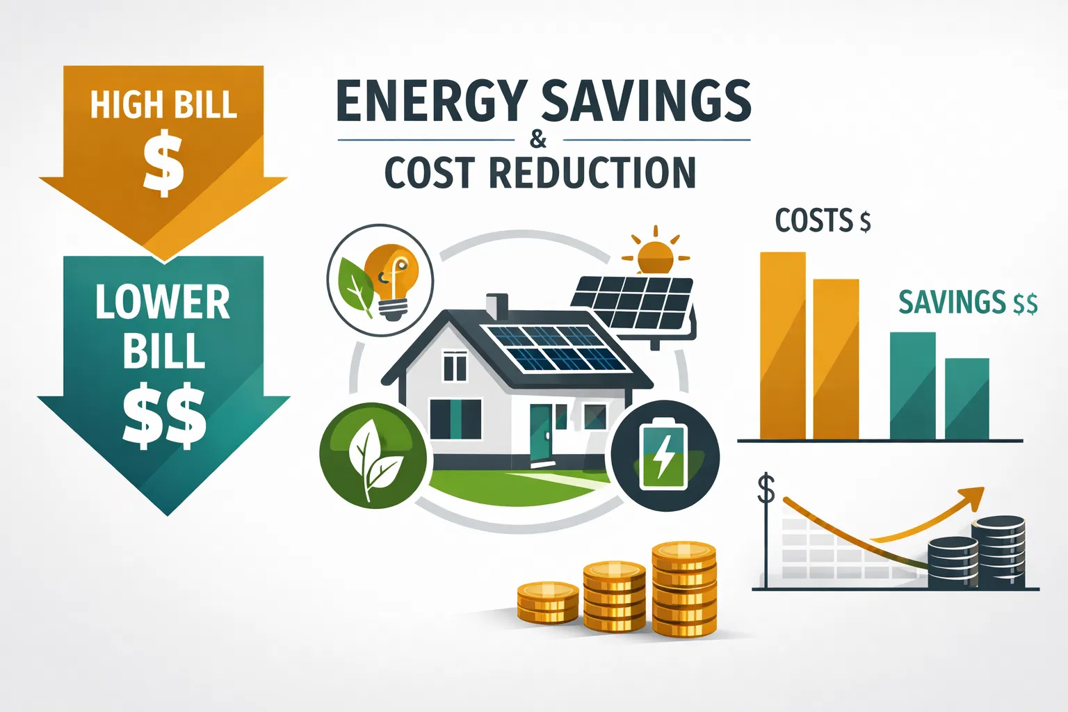 Energy savings and cost reduction concept