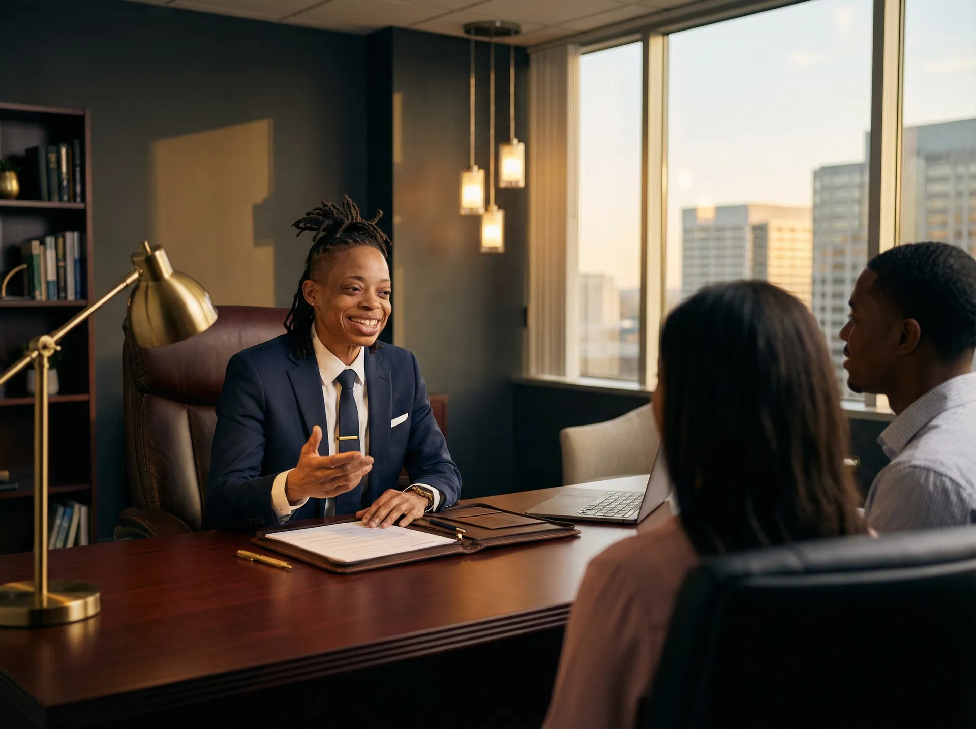 Financial advisor consulting with a young couple