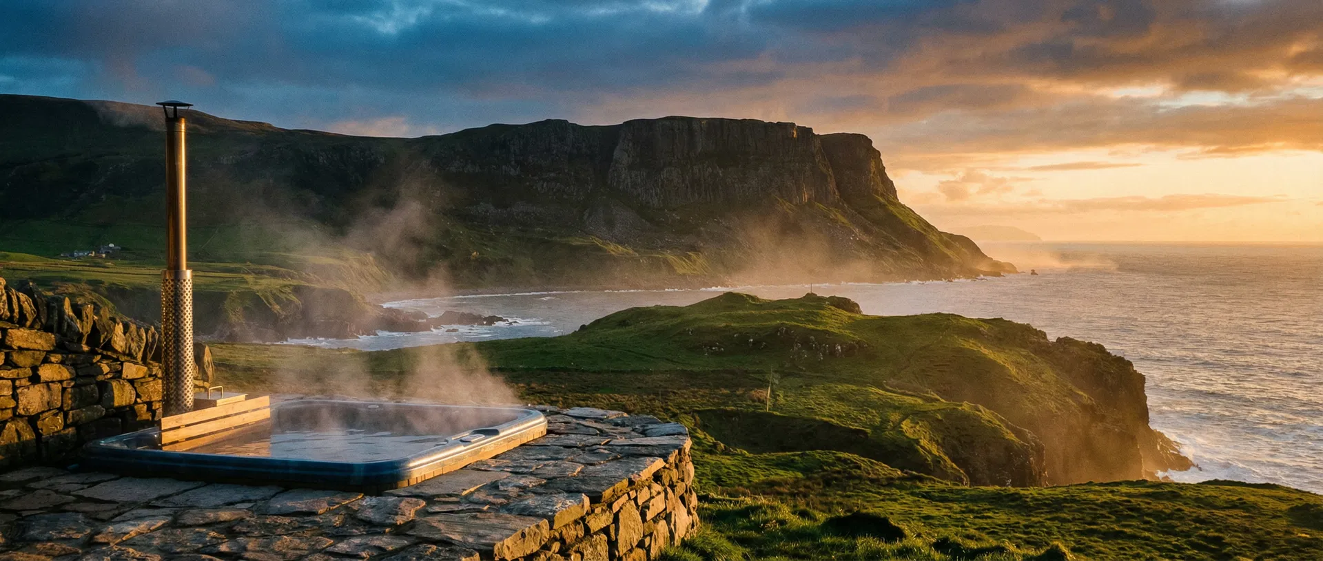 Hot tub overlooking the North Coast of Ireland