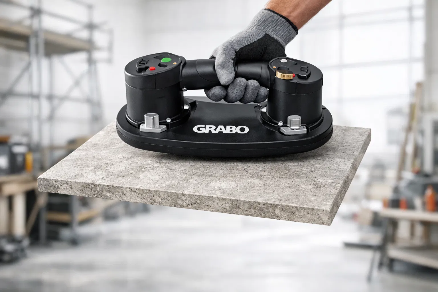 GRABO vacuum lifter in action on construction site