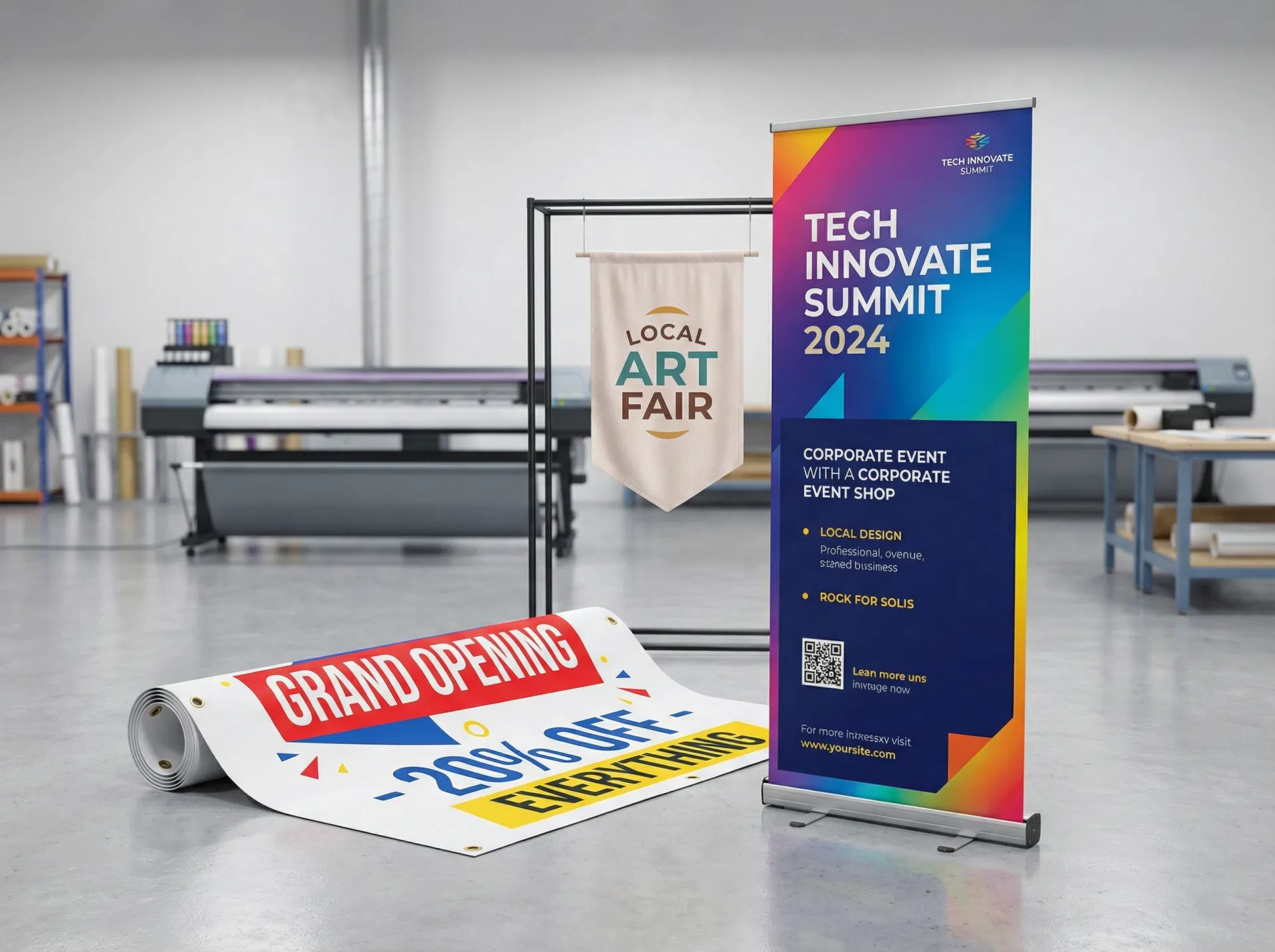Pull-up banners, vinyl banners and fabric banners for events and promotions