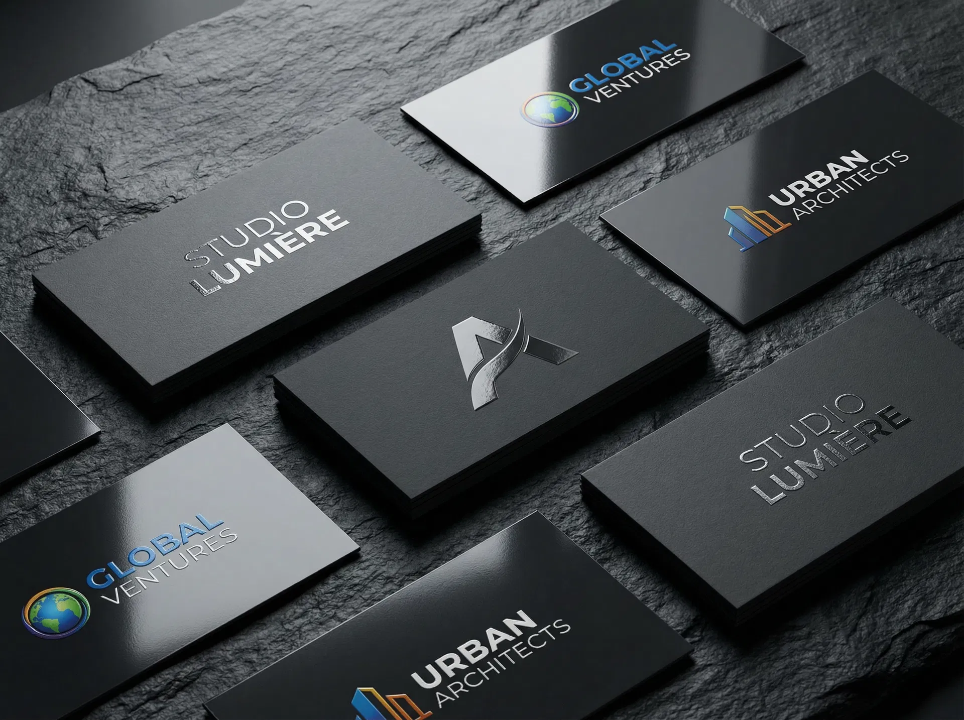 Premium business cards with spot UV and matte finishes