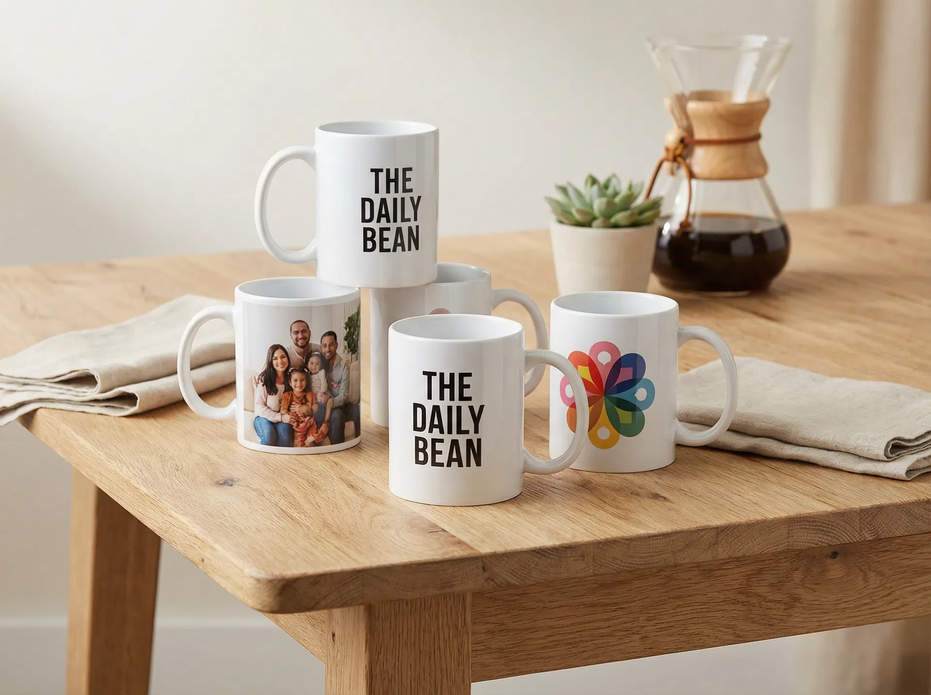 Custom printed mugs with logos and photos