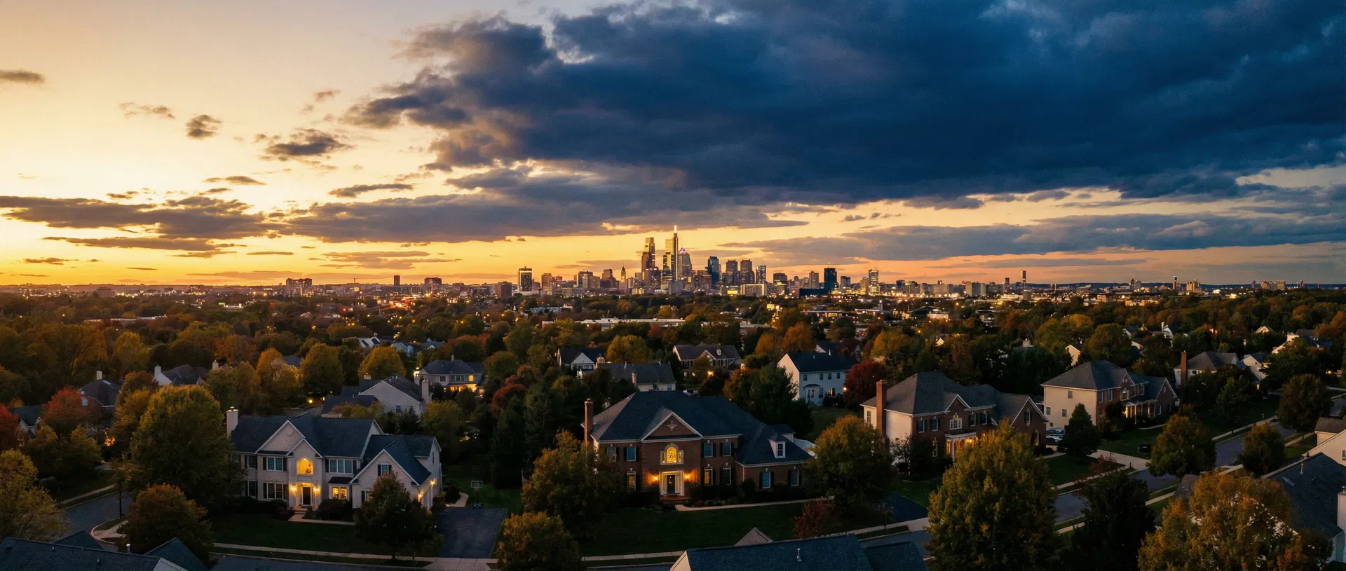 Philadelphia skyline at dusk