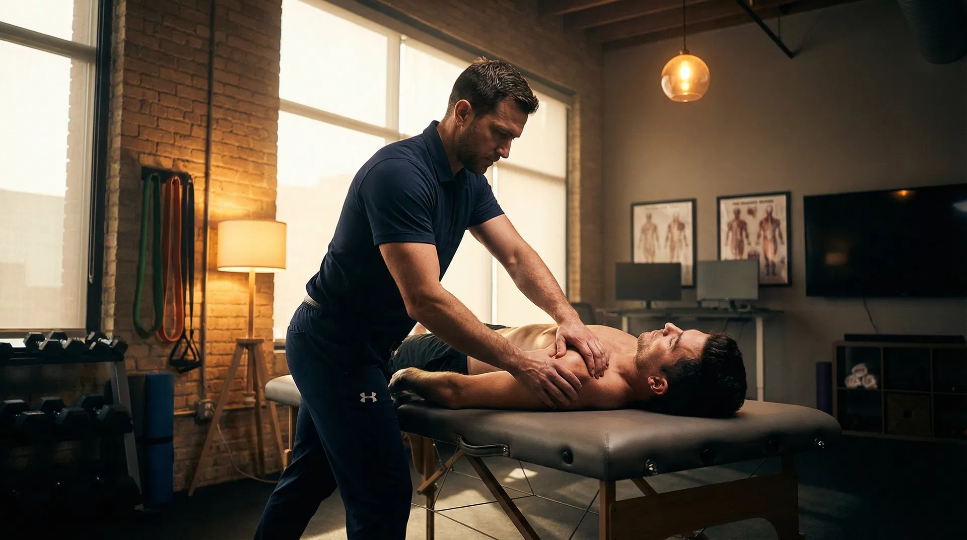 Physical therapist treating a patient