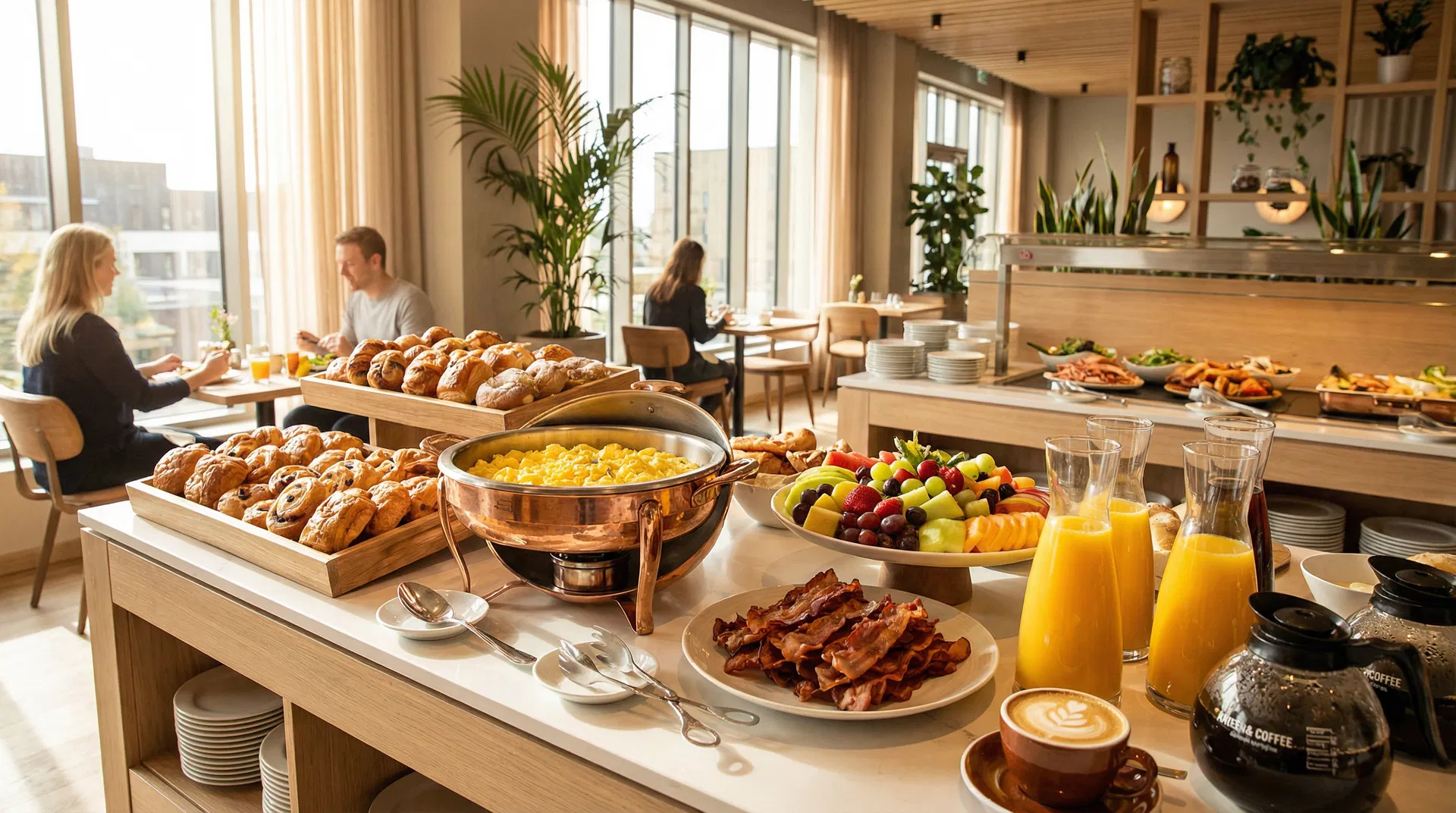 Free hot breakfast buffet