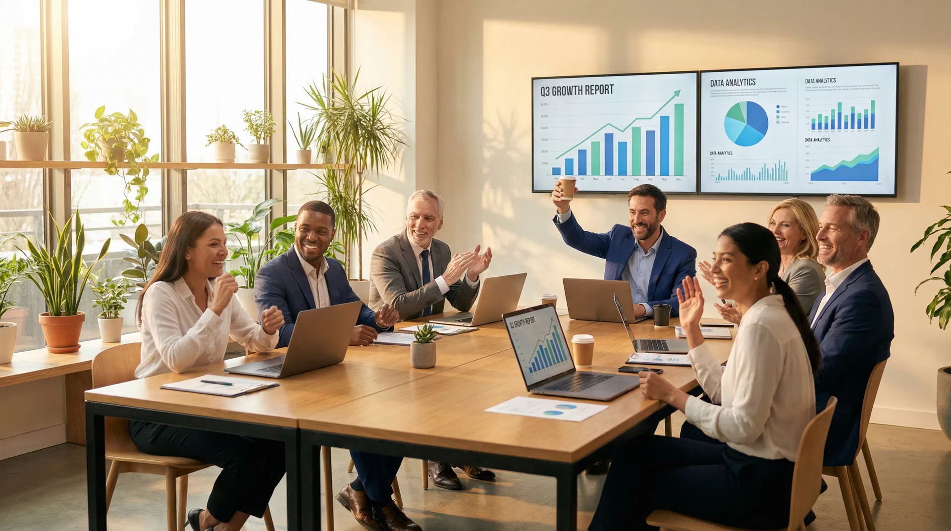 Equipo celebrando éxito