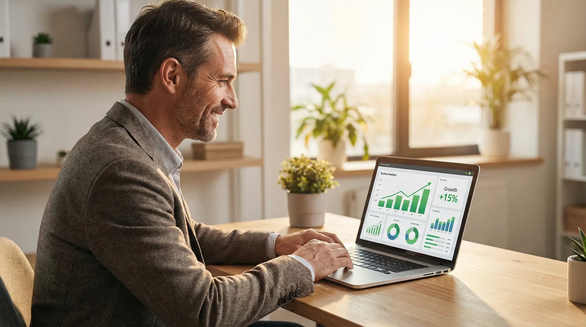 Empresario viendo resultados
