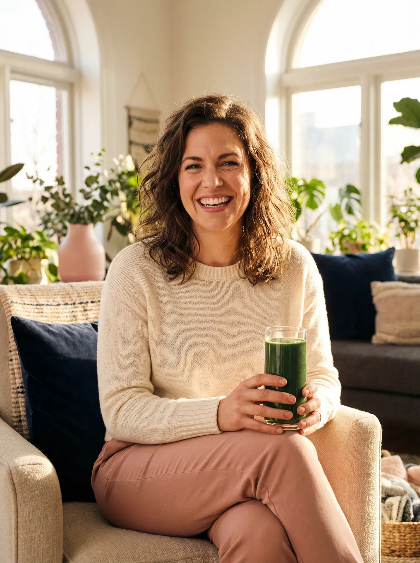 Energized mom holding essential oils