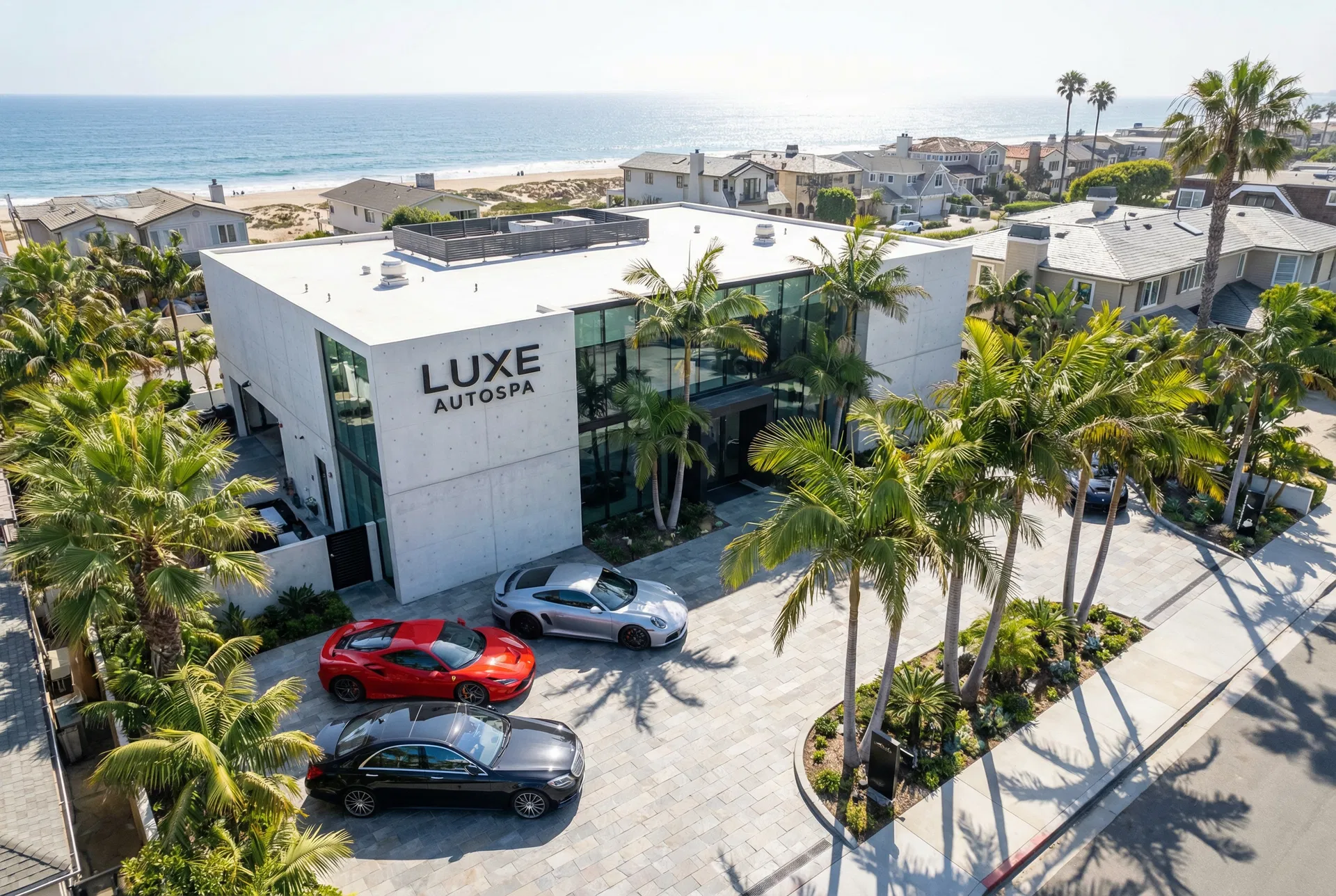 Newport Car Wash facility aerial view