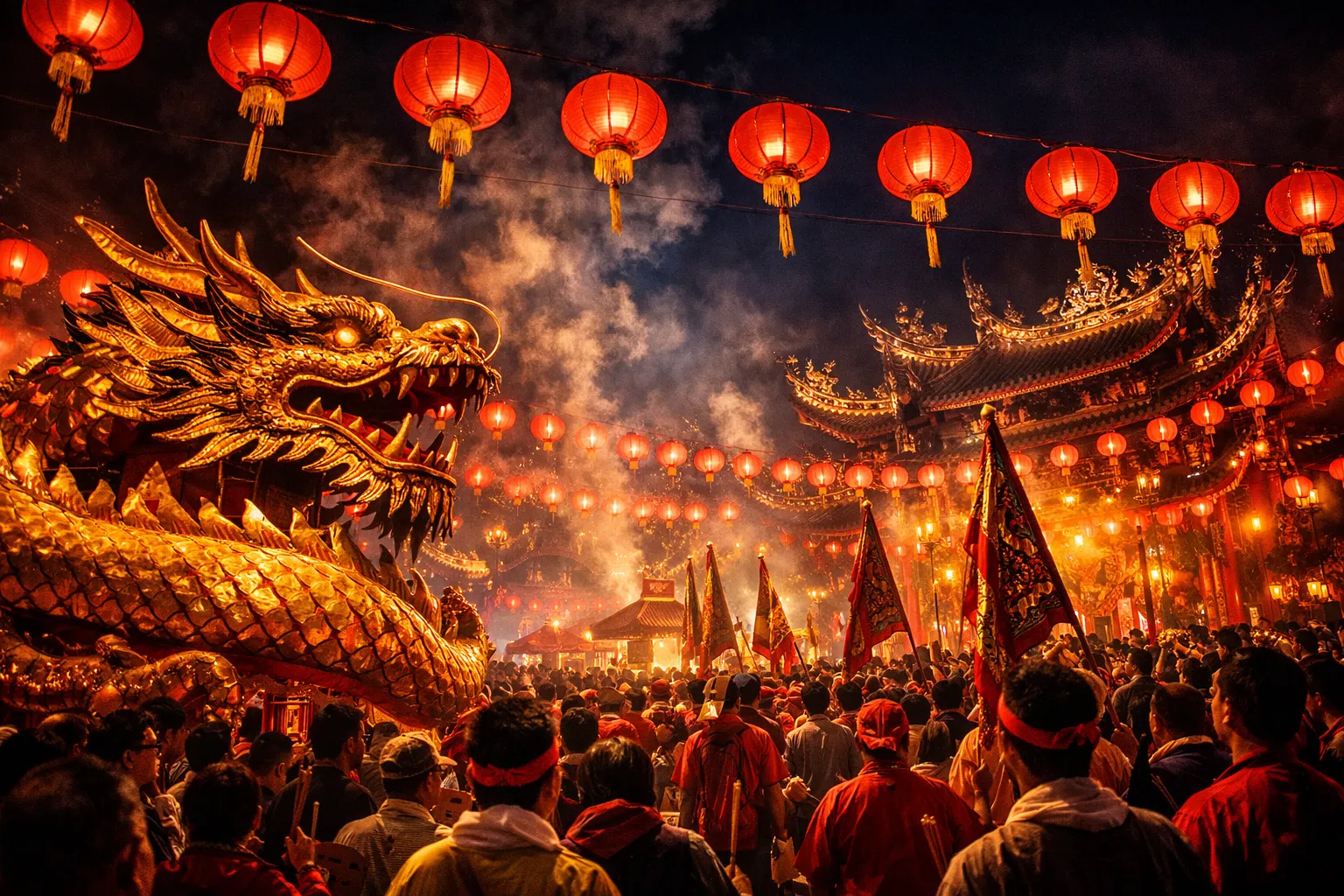 台灣廟會夜景